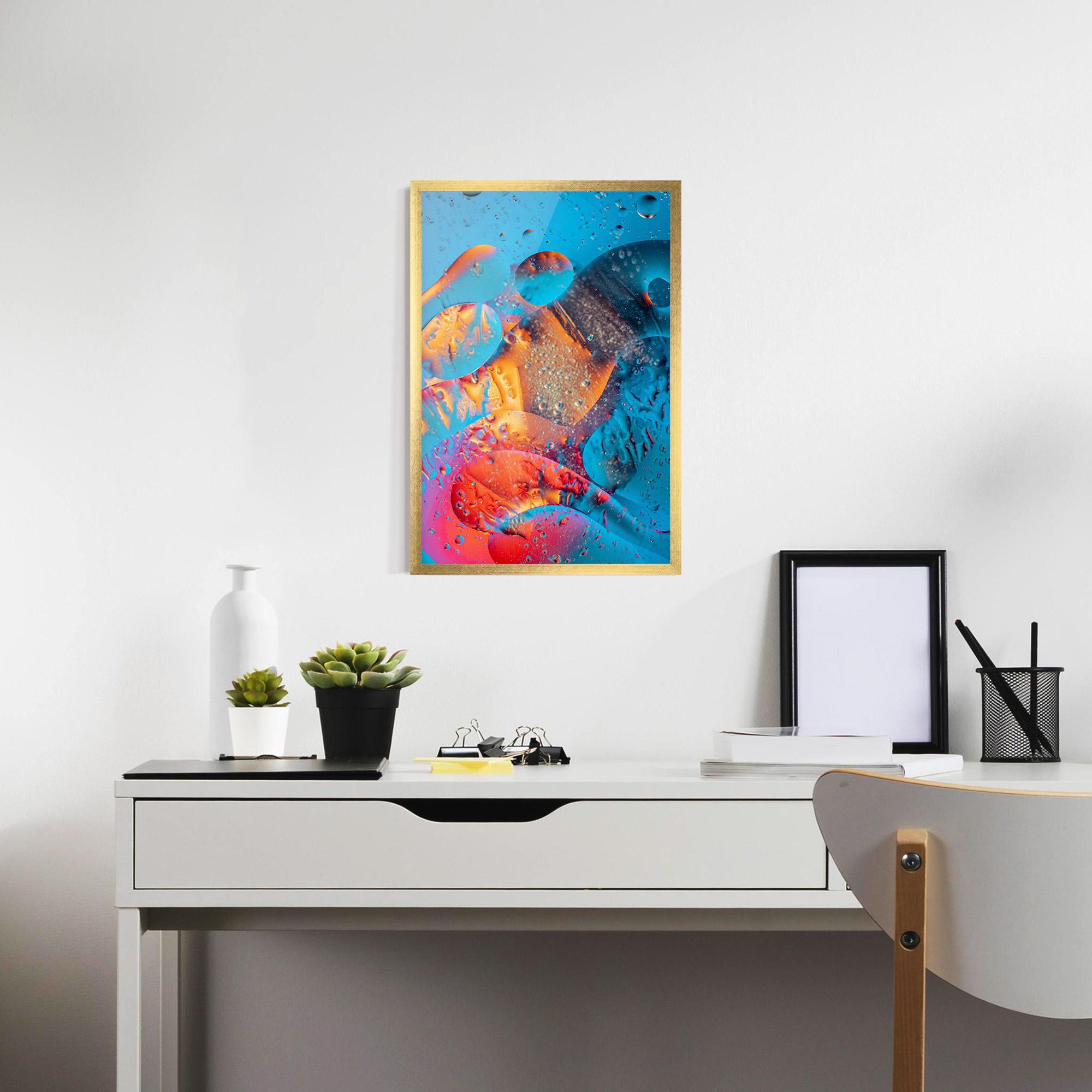 Рамкиран постер Blue Orange Drops mockup 7