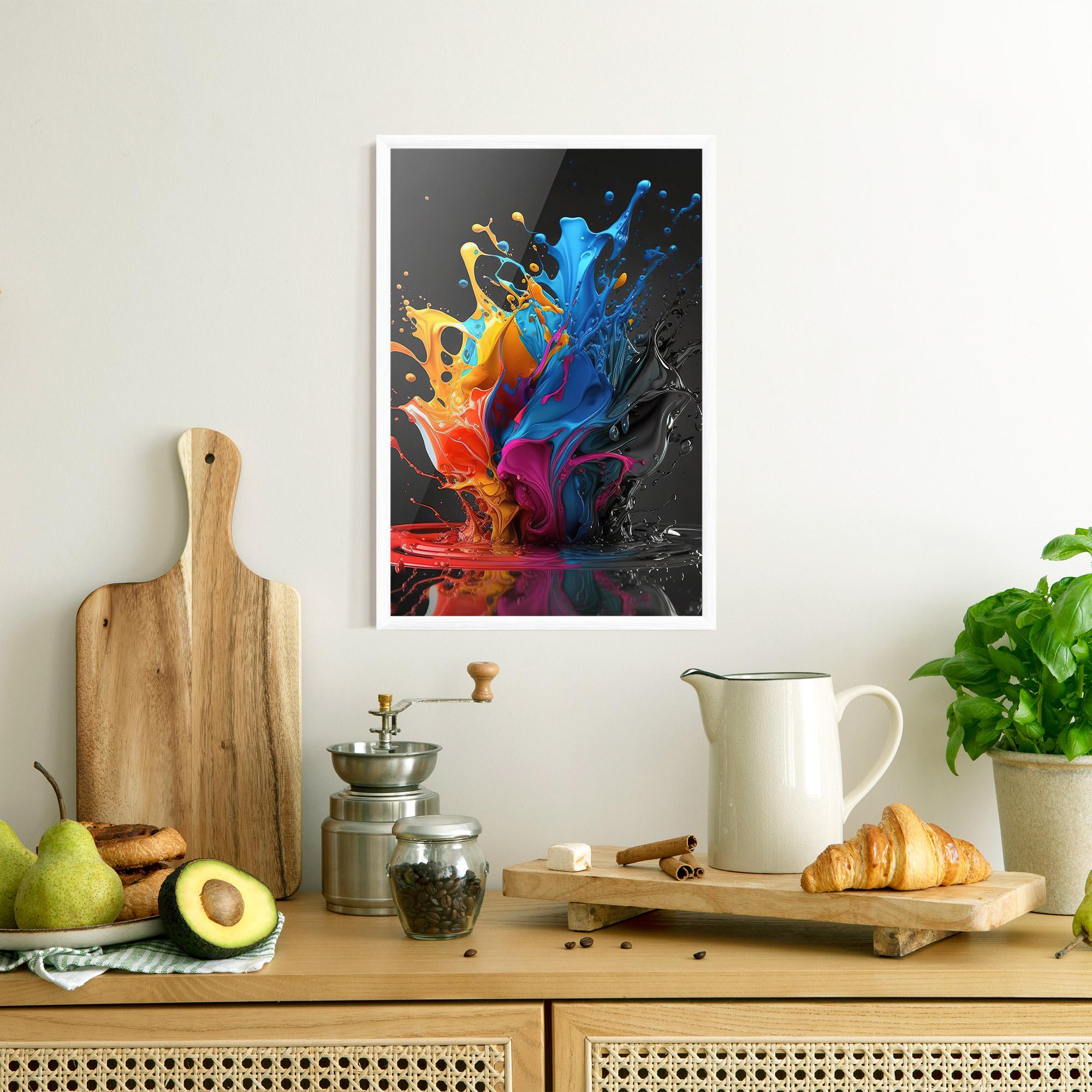 Рамкиран постер Black Blue Splash mockup 8