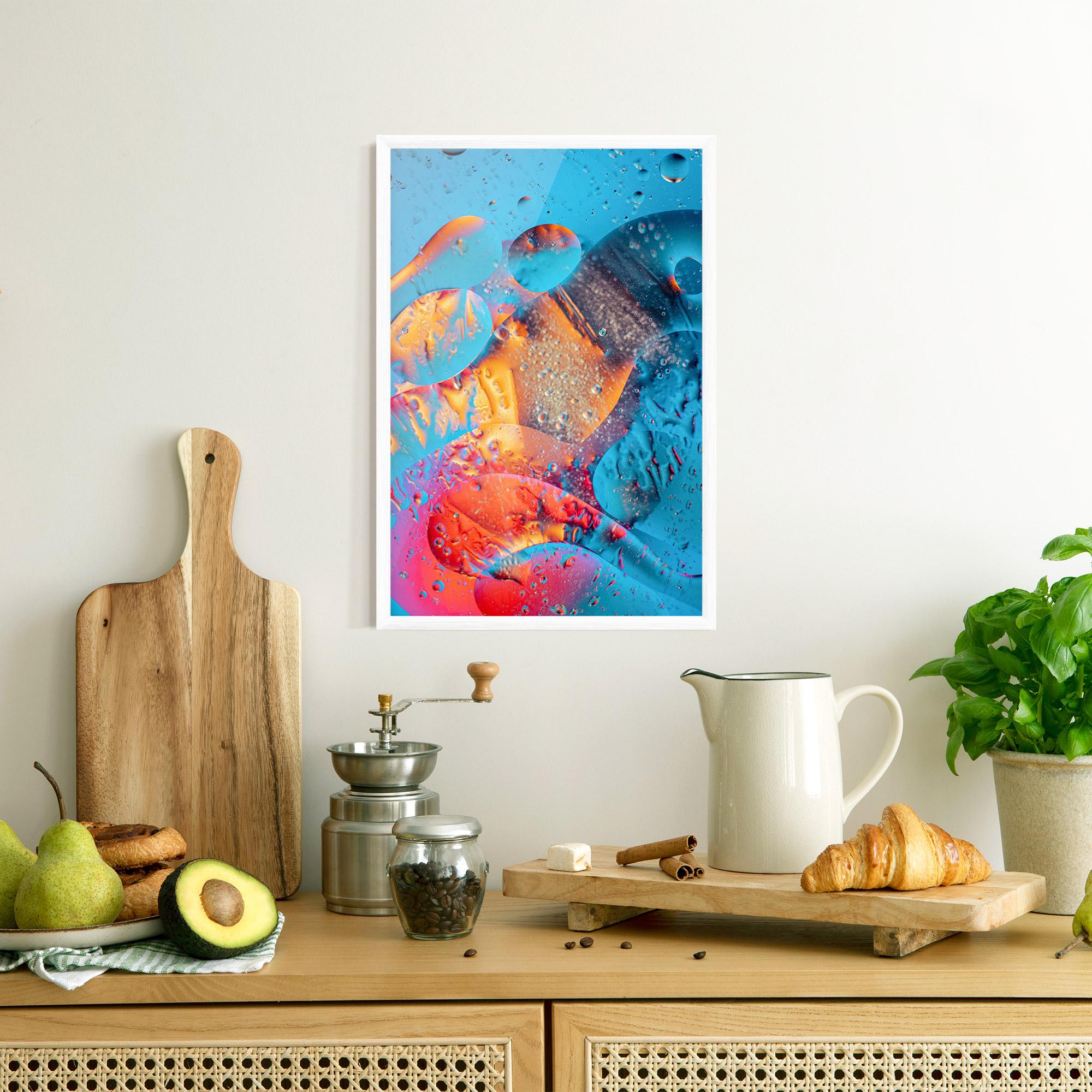 Рамкиран постер Blue Orange Drops mockup 8