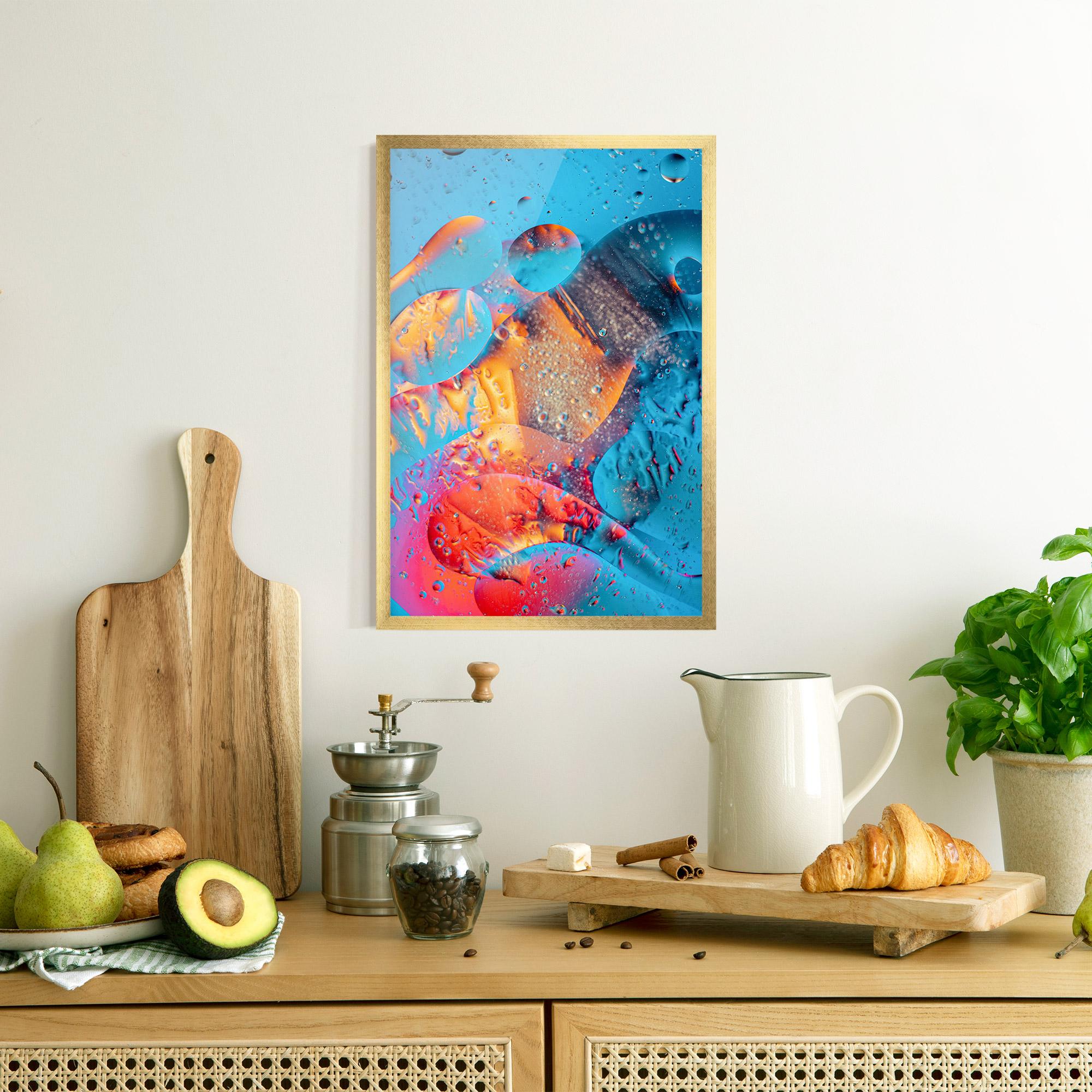 Рамкиран постер Blue Orange Drops mockup 8