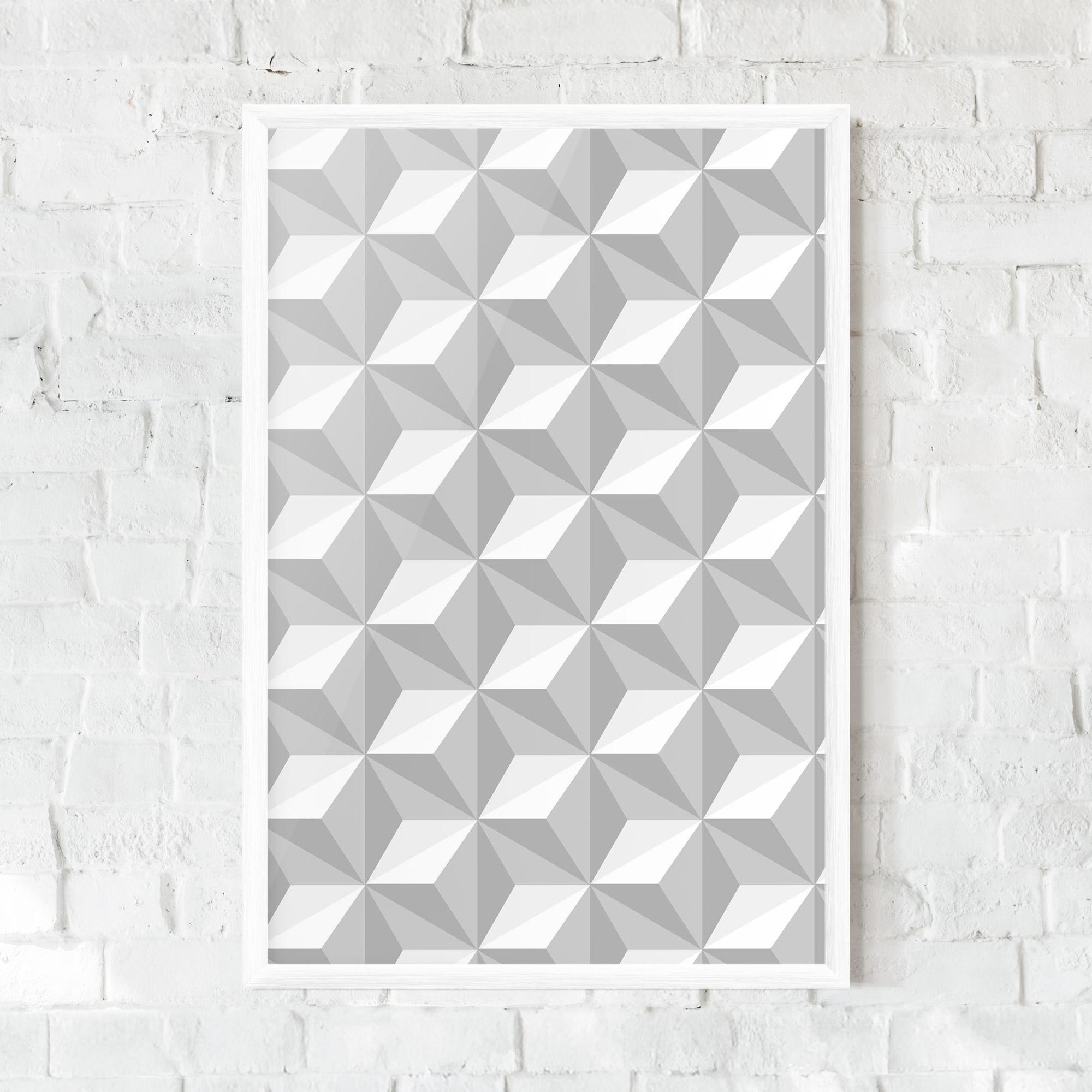Рамкиран постер White Triangle Pattern mockup 0