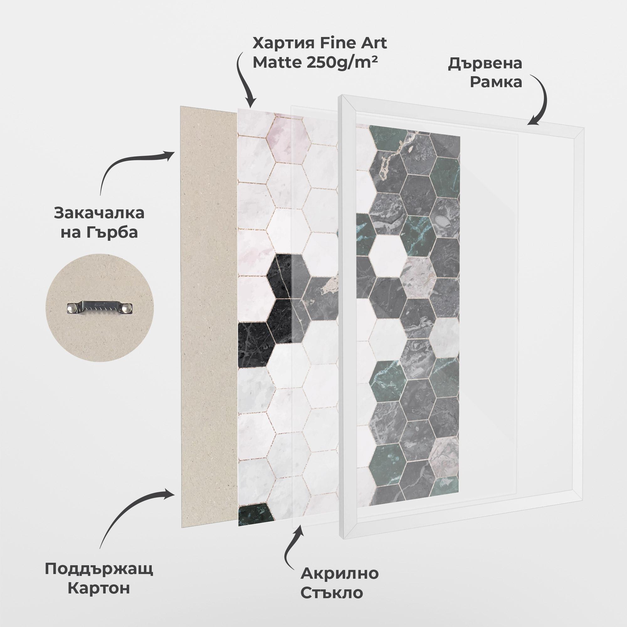 Рамкиран постер Green Hexagon mockup 1