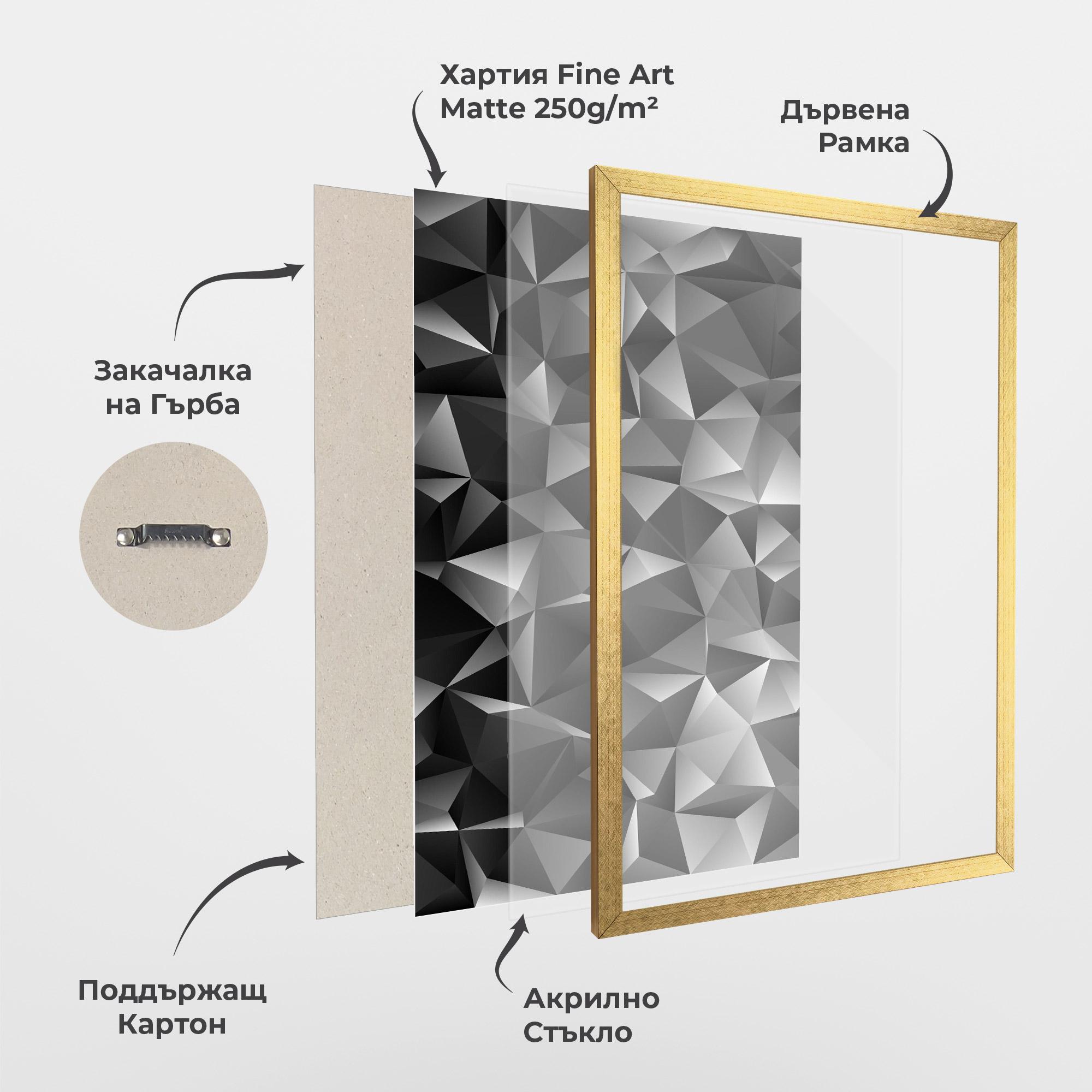 Рамкиран постер Black Triangle Pattern mockup 1