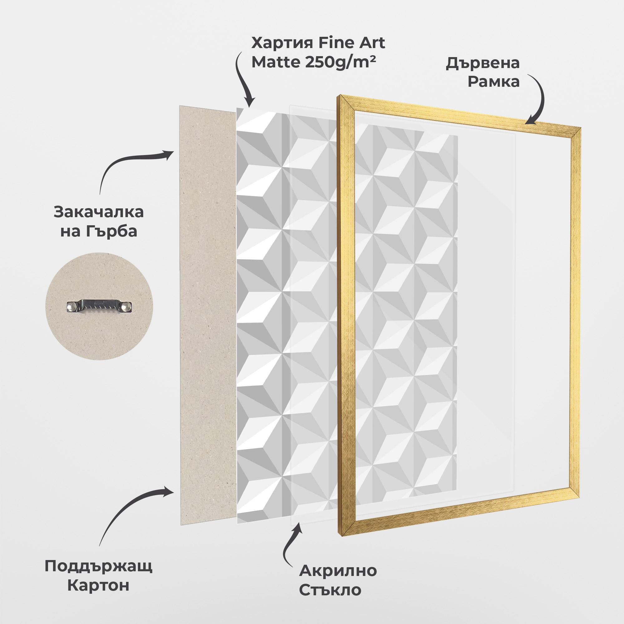 Рамкиран постер White Triangle Pattern mockup 1