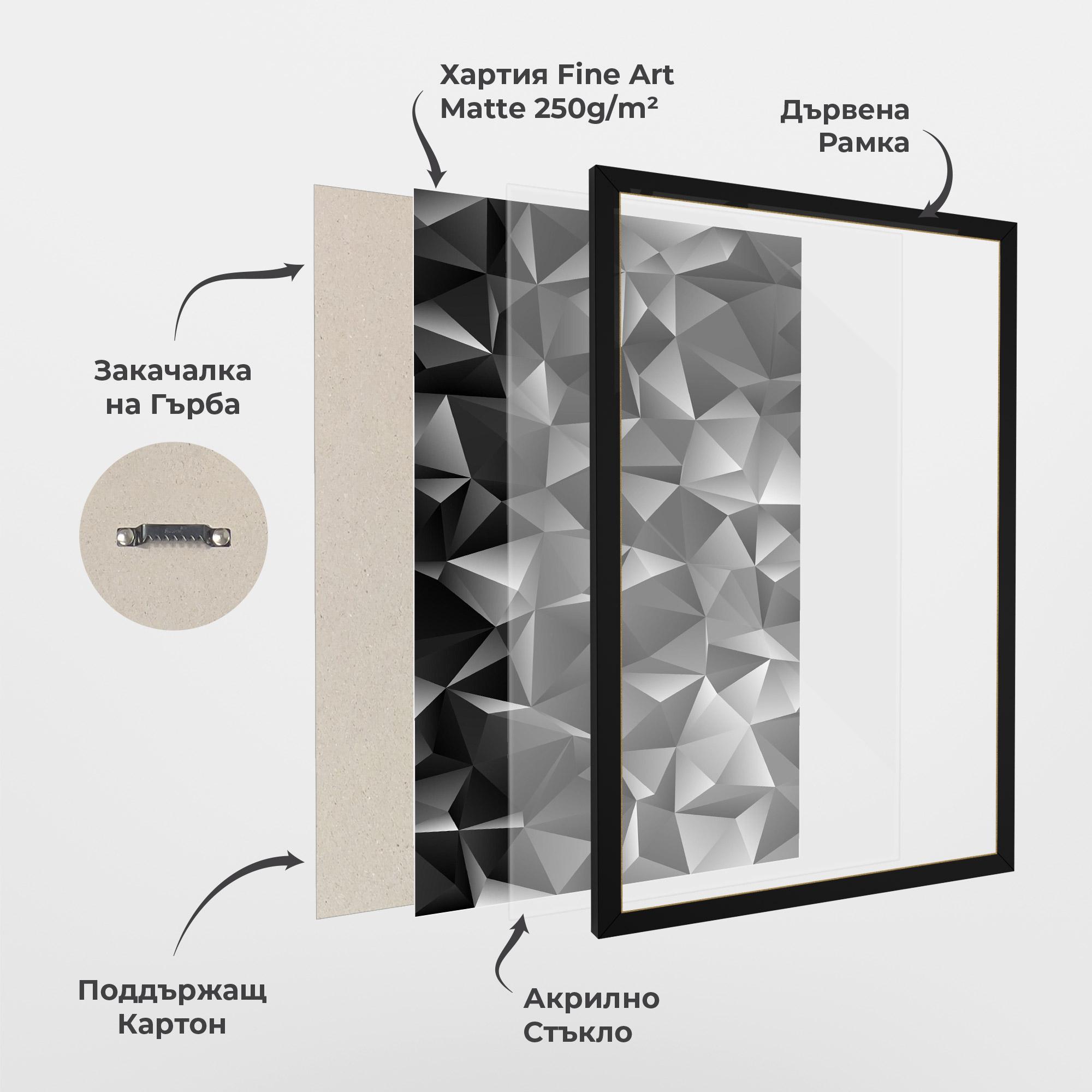 Рамкиран постер Black Triangle Pattern mockup 1