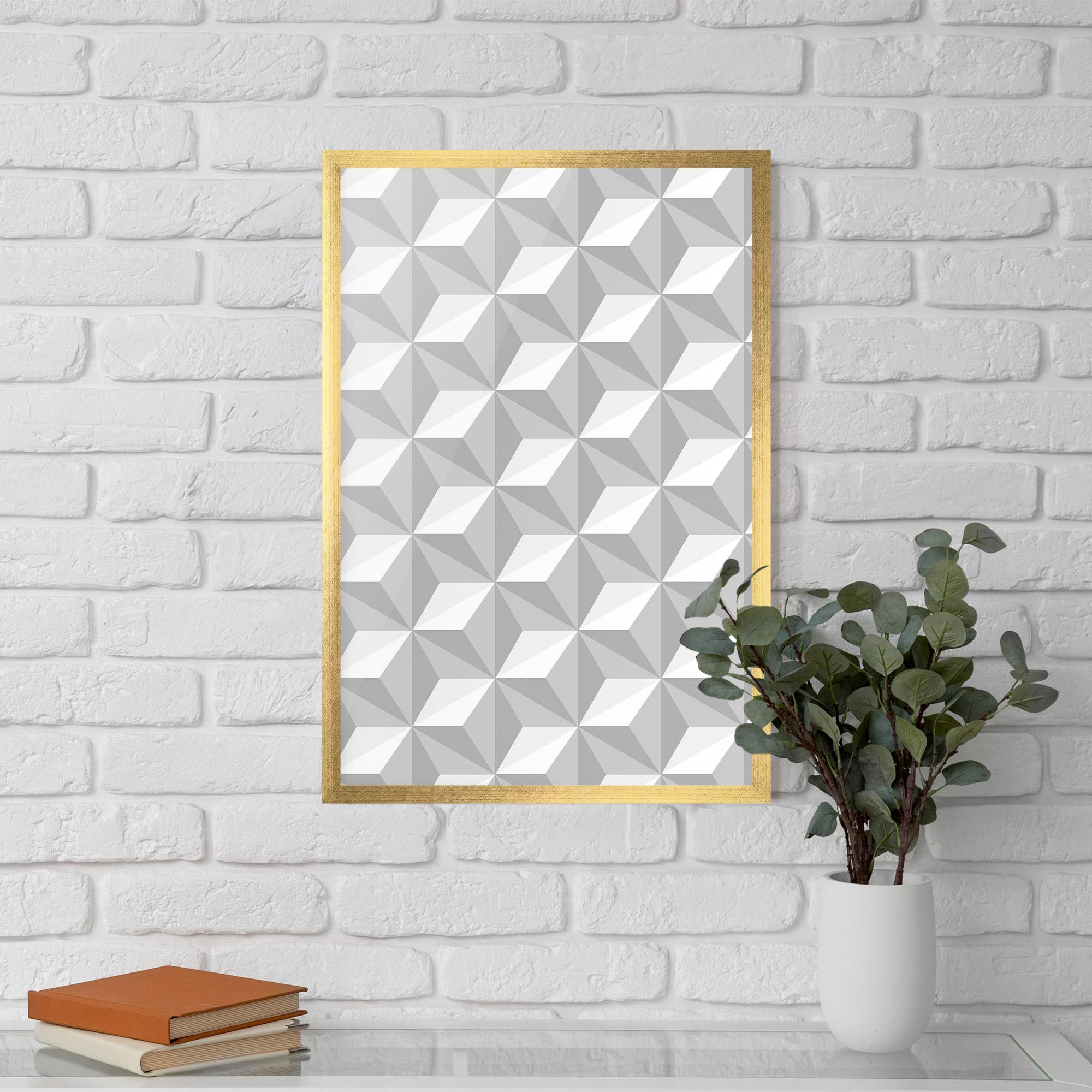 Рамкиран постер White Triangle Pattern mockup 5