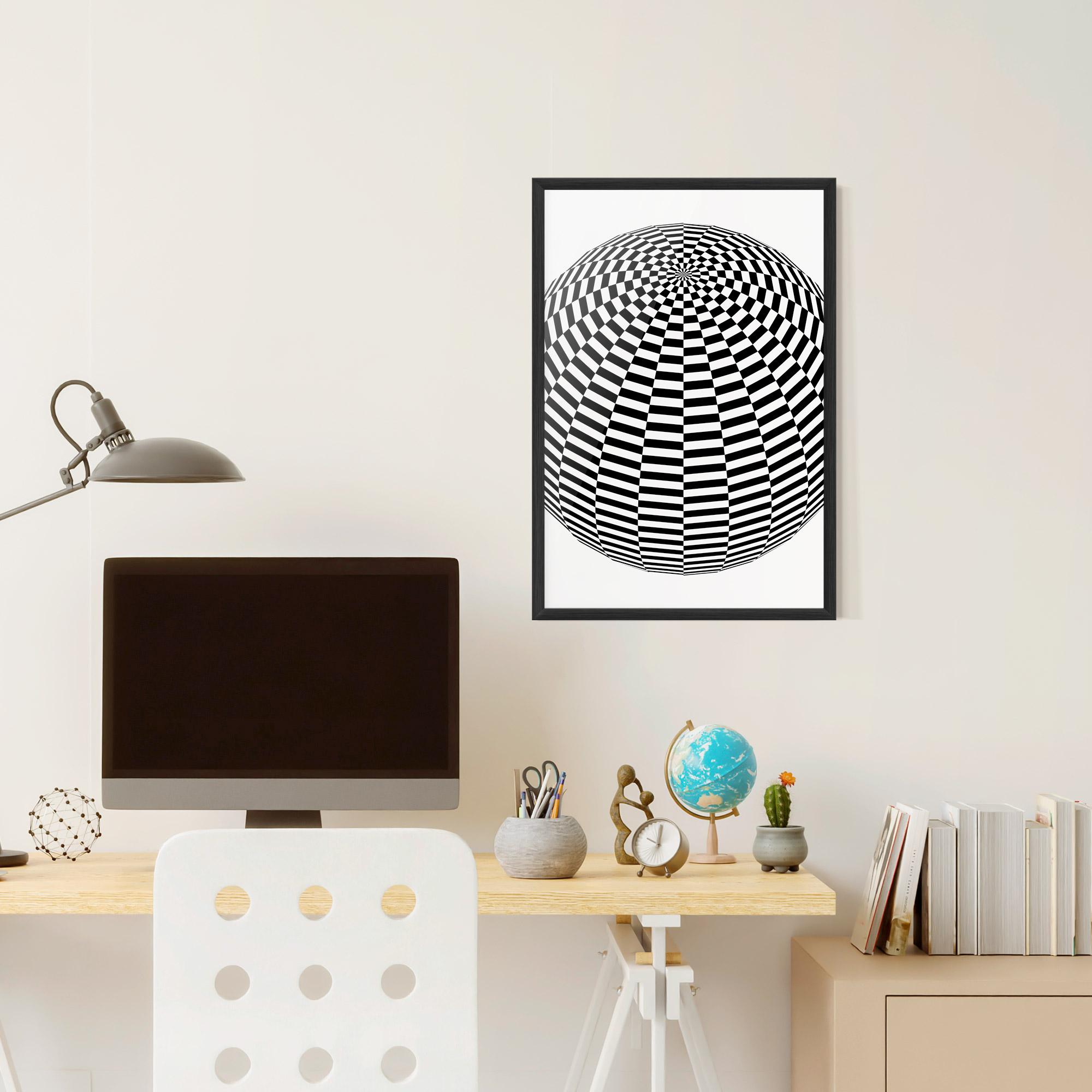 Рамкиран постер 3d Black White Ball mockup 6