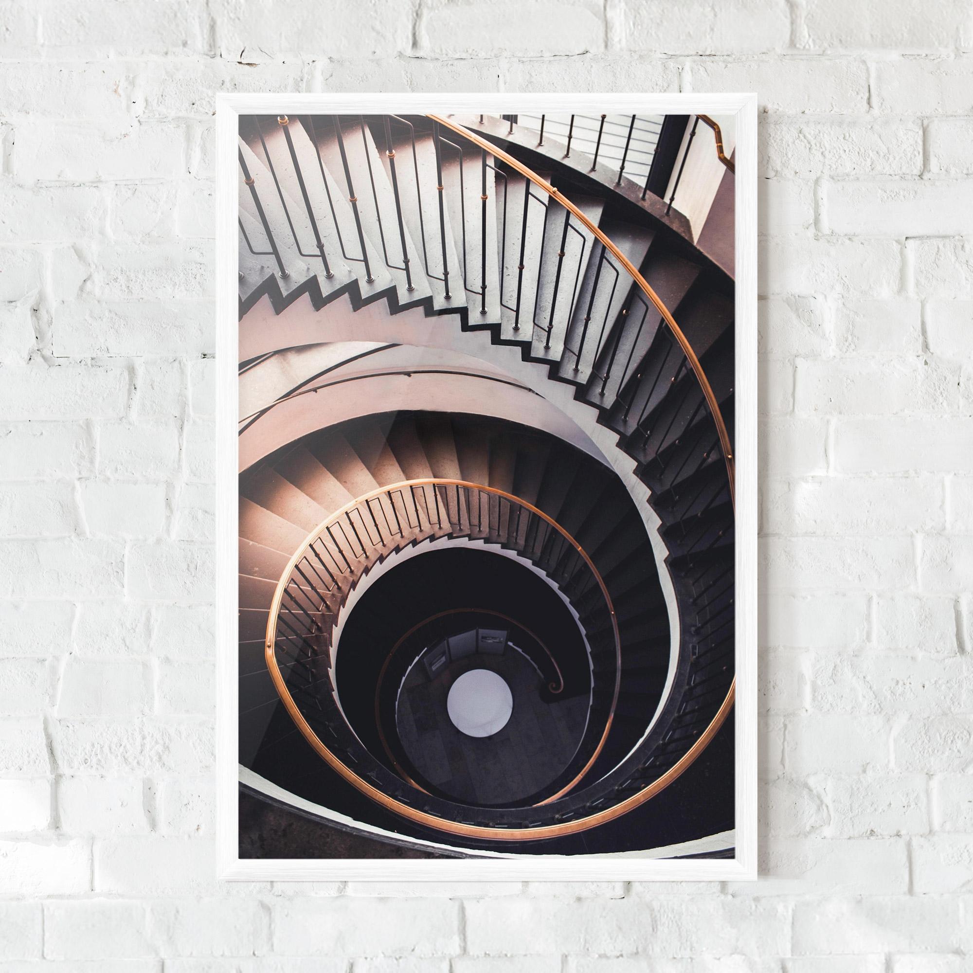 Рамкиран постер Grey Stairs Spiral mockup 0