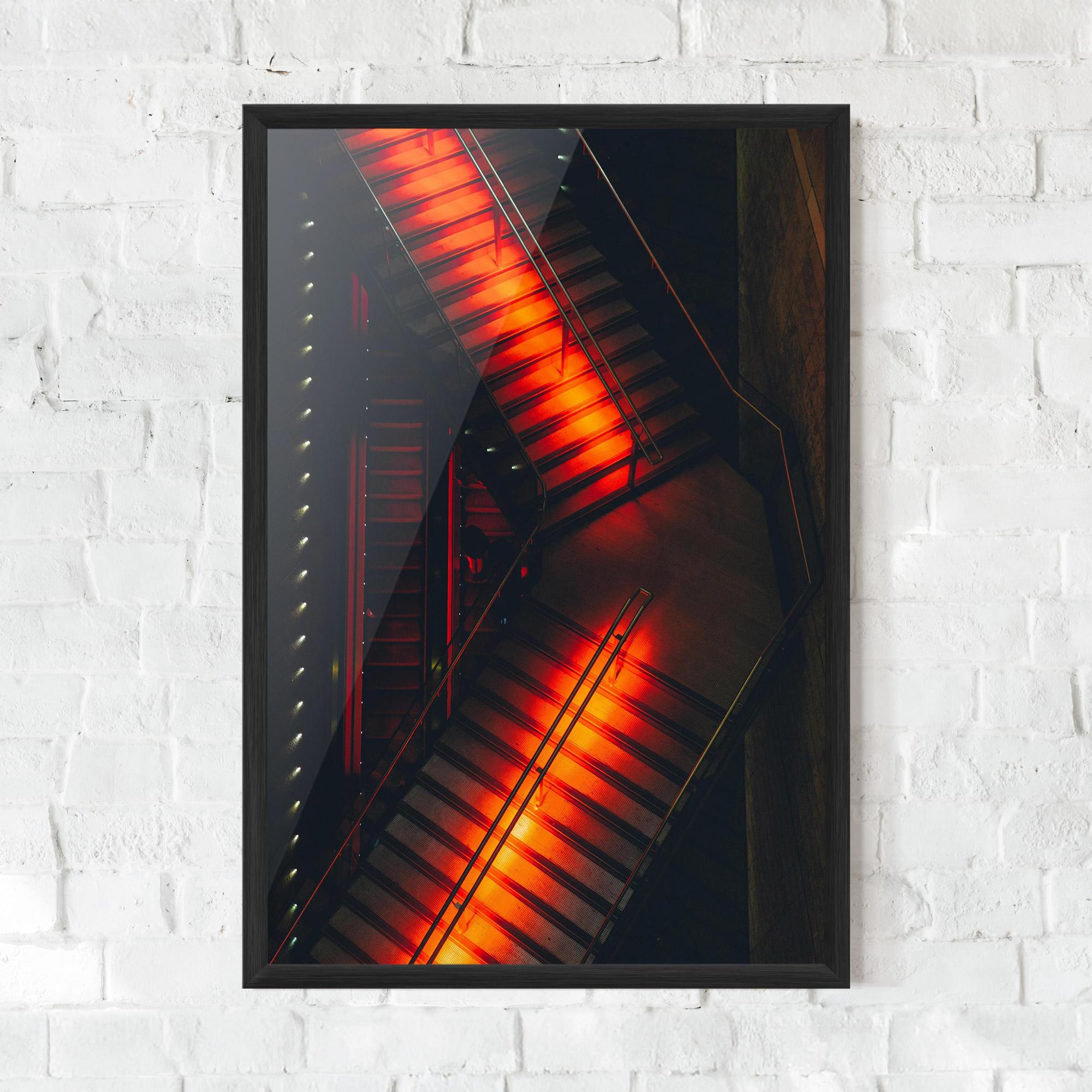 Рамкиран постер Orange Light Stairs mockup 0