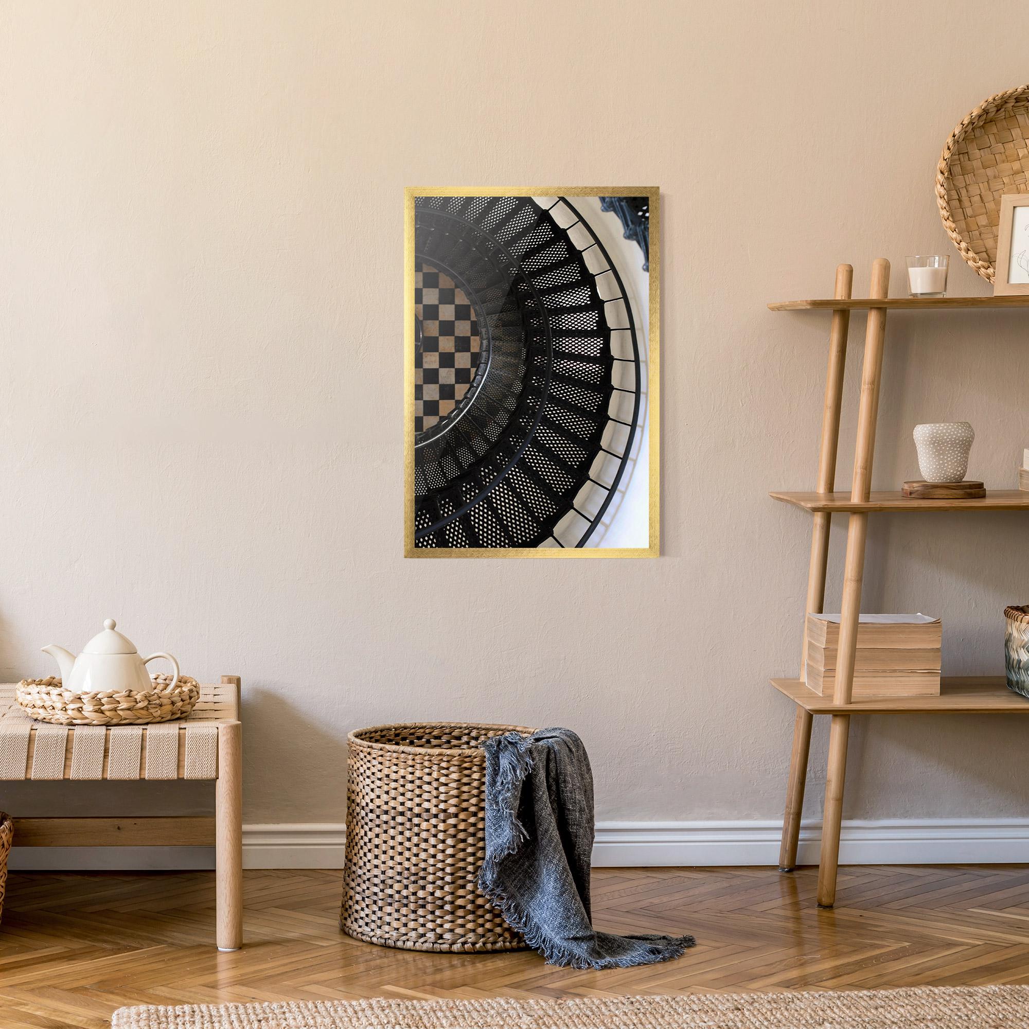 Рамкиран постер Beautiful Black Stairs mockup 9