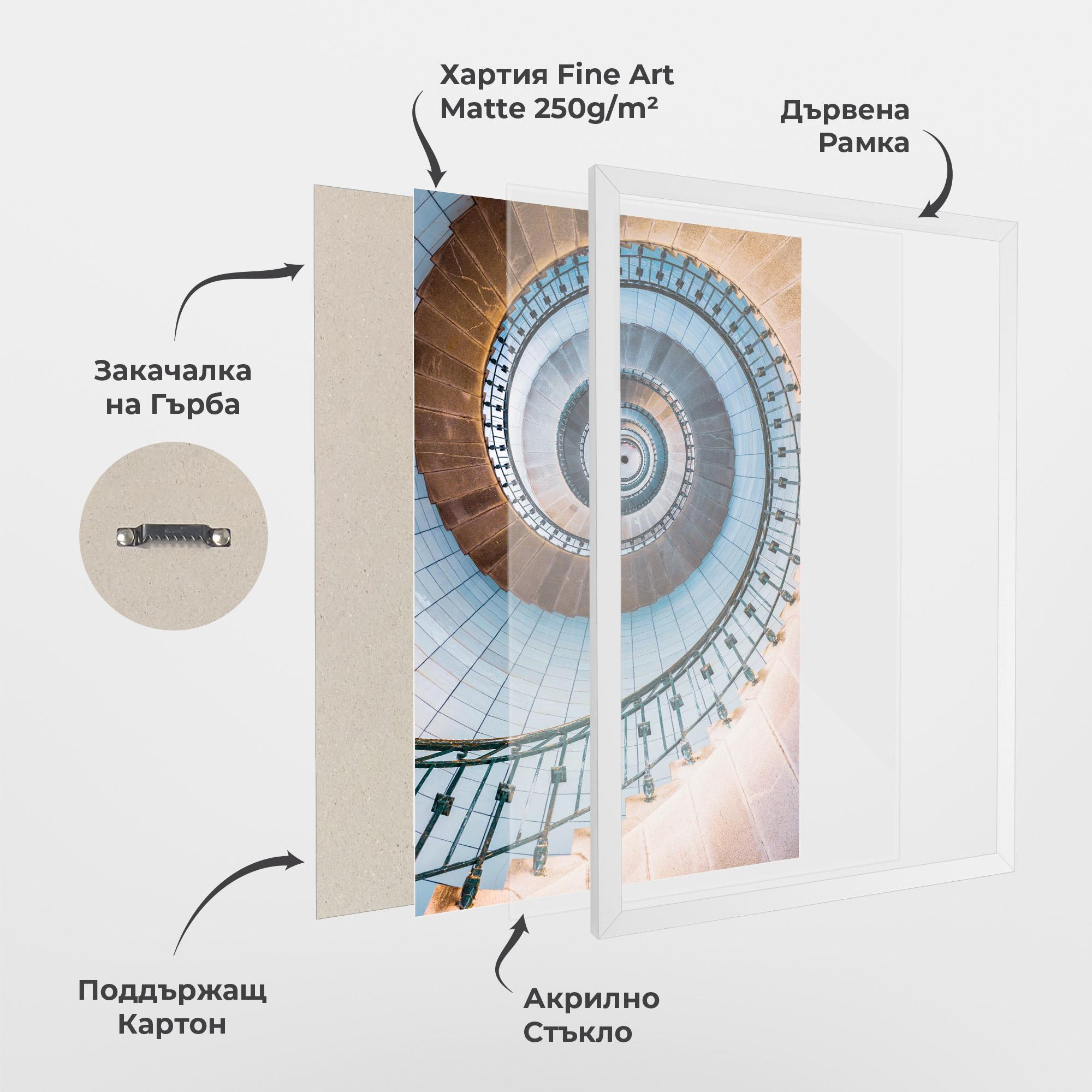 Рамкиран постер Blue Opaline Stairs mockup 1