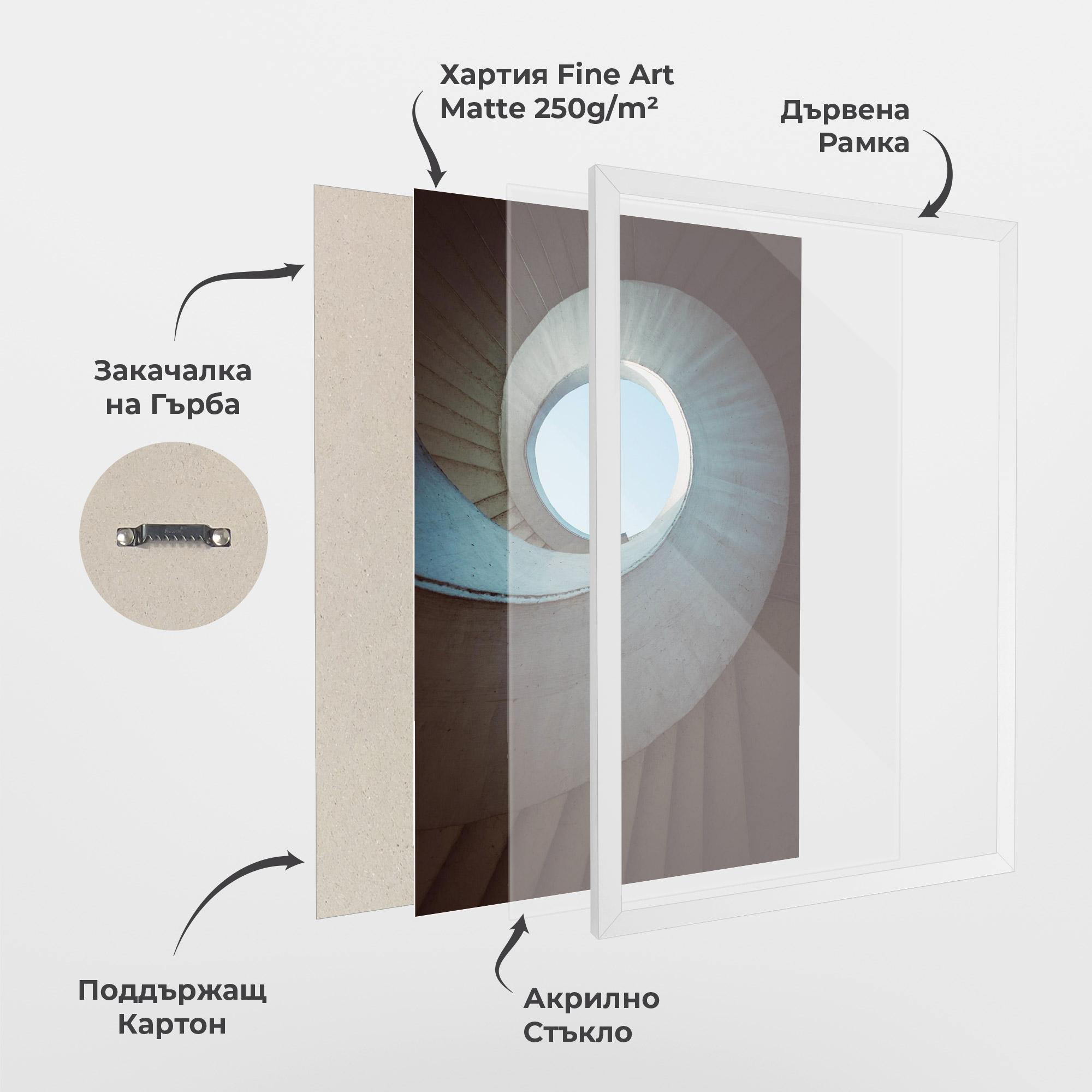 Рамкиран постер Spiral Cream Stairs mockup 1