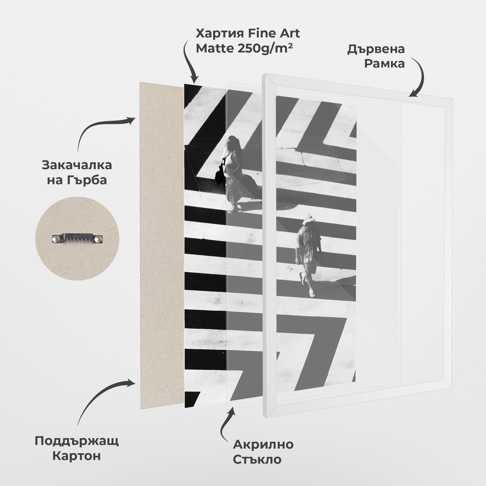 Рамкиран постер Walking On Lines mockup 1