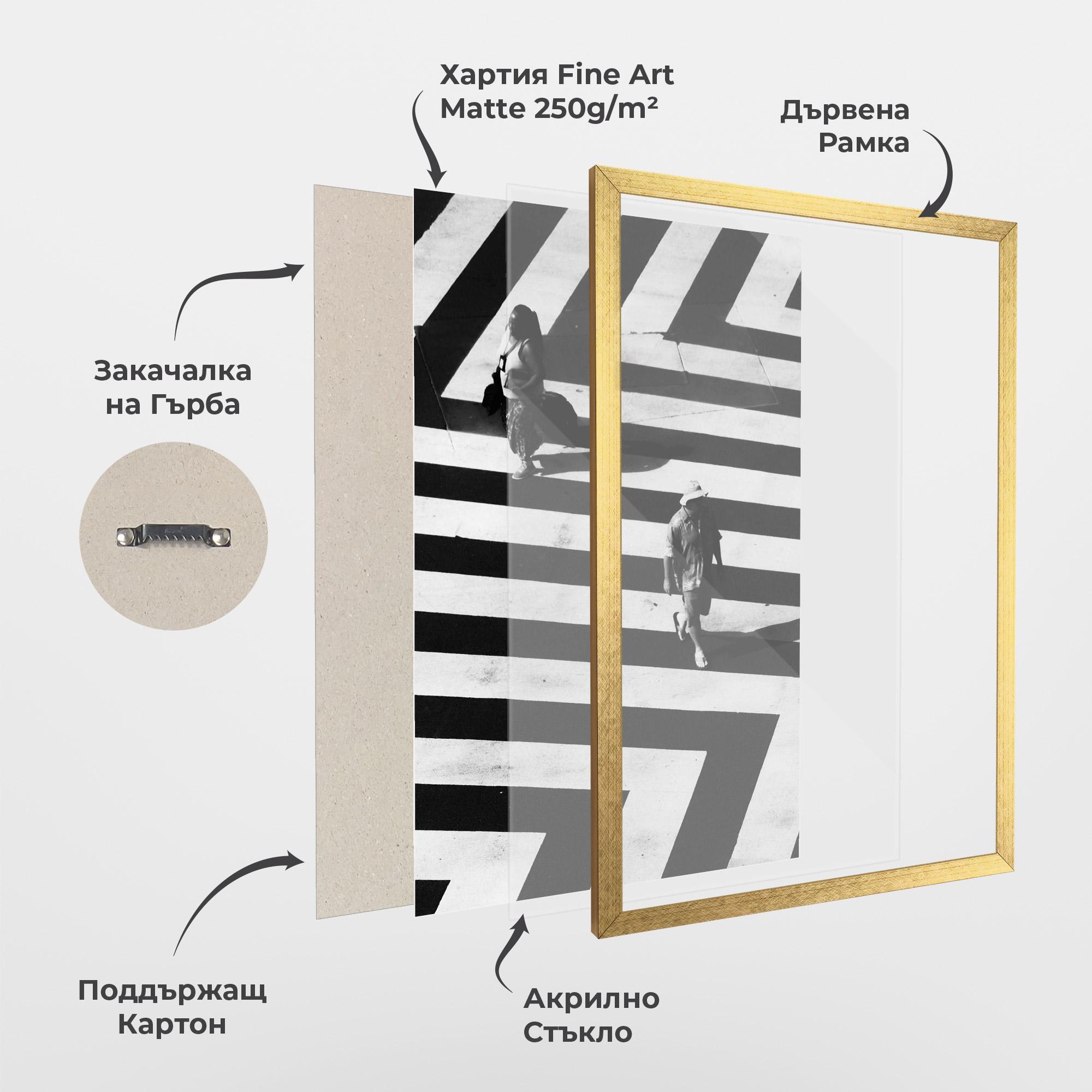 Рамкиран постер Walking On Lines mockup 1