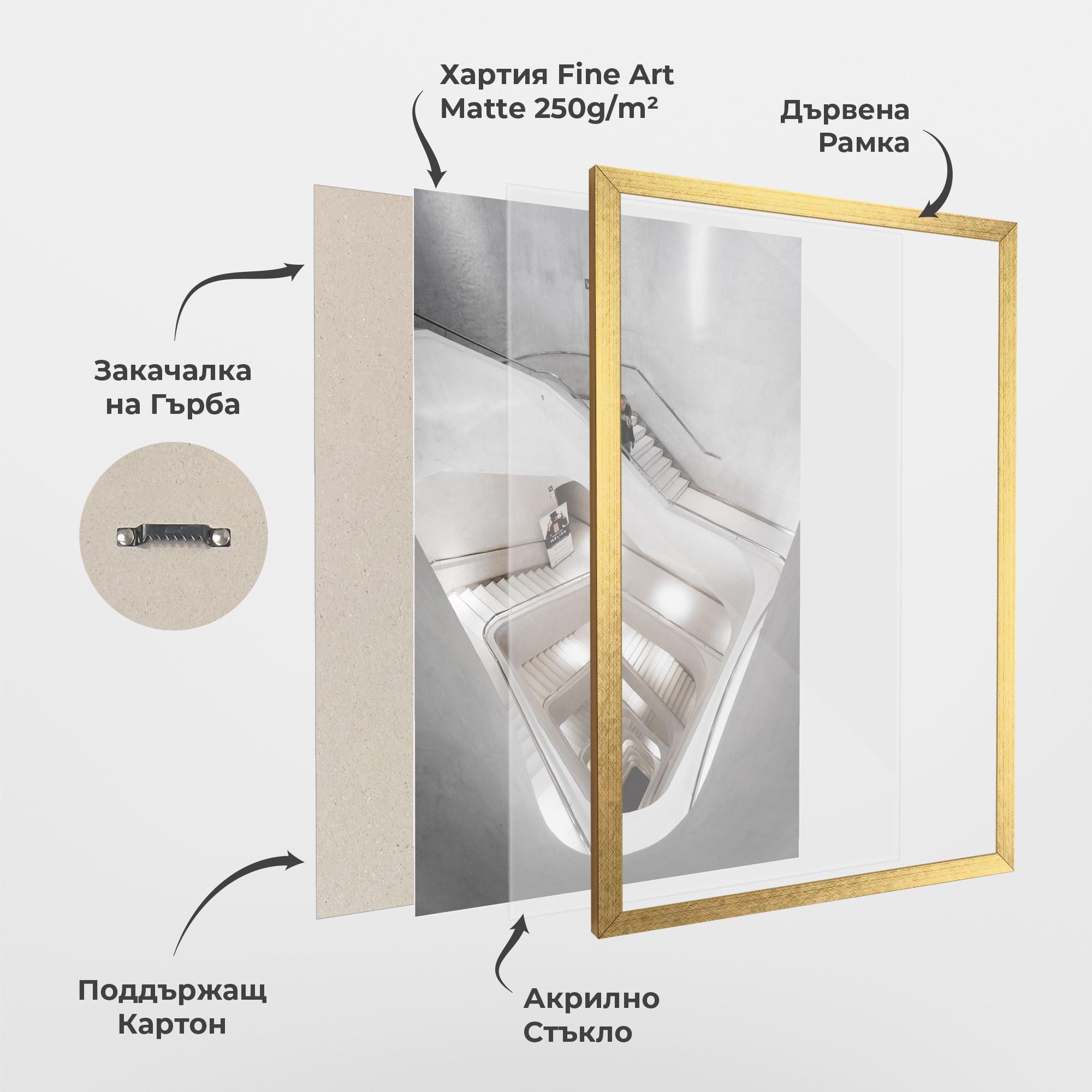 Рамкиран постер White Stairs Spiral mockup 1