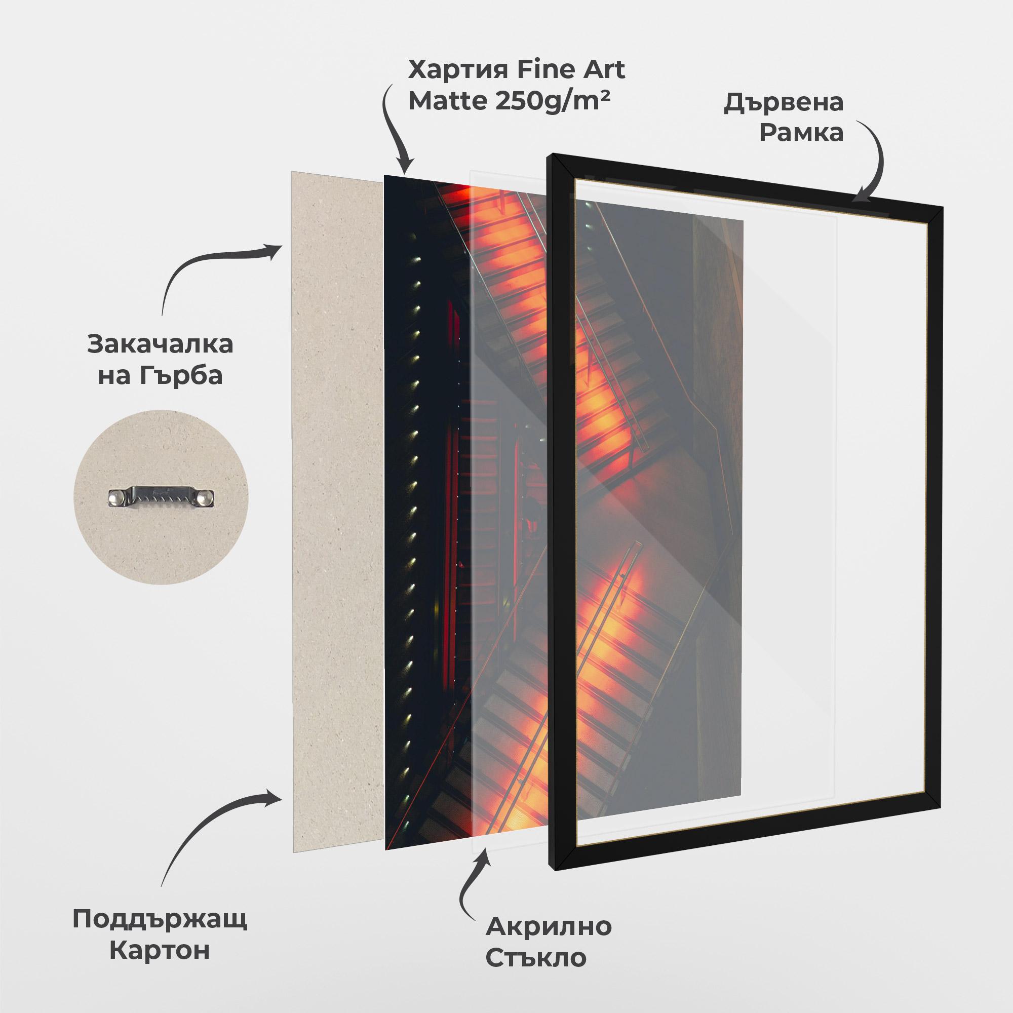 Рамкиран постер Orange Light Stairs mockup 1