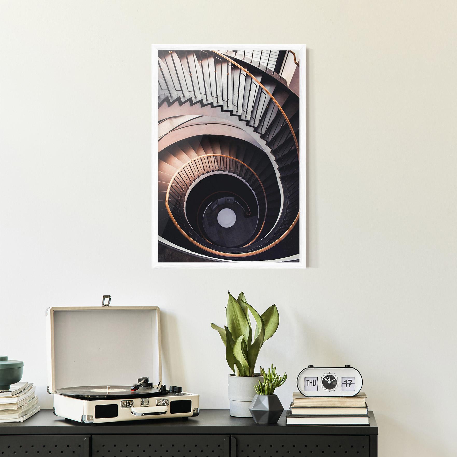 Рамкиран постер Grey Stairs Spiral mockup 2