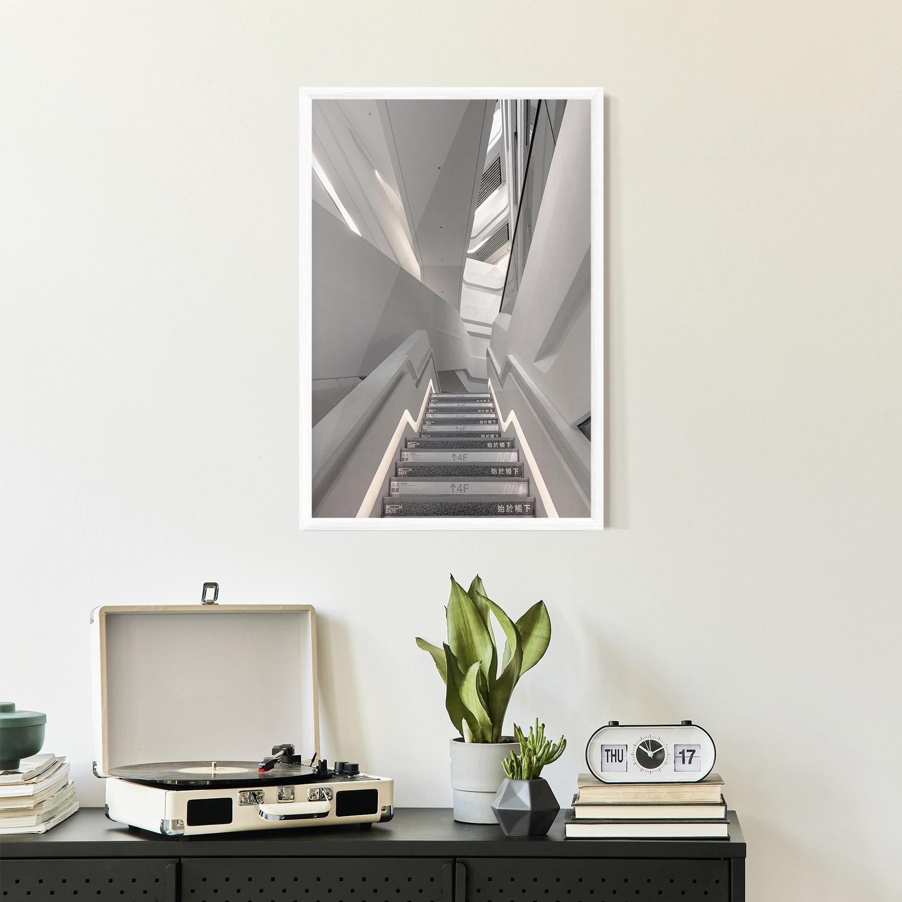 Рамкиран постер White Line Stairs mockup 2