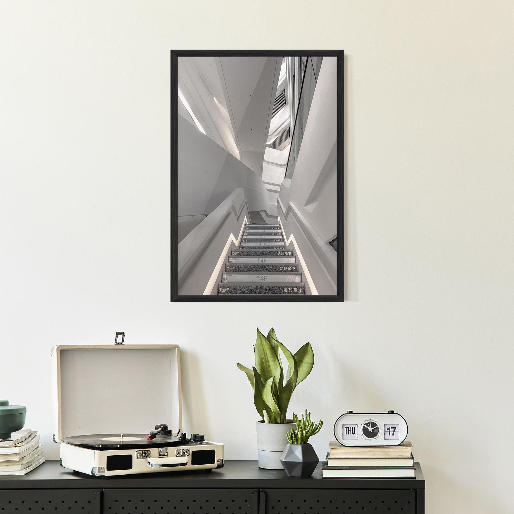 Рамкиран постер White Line Stairs mockup 2