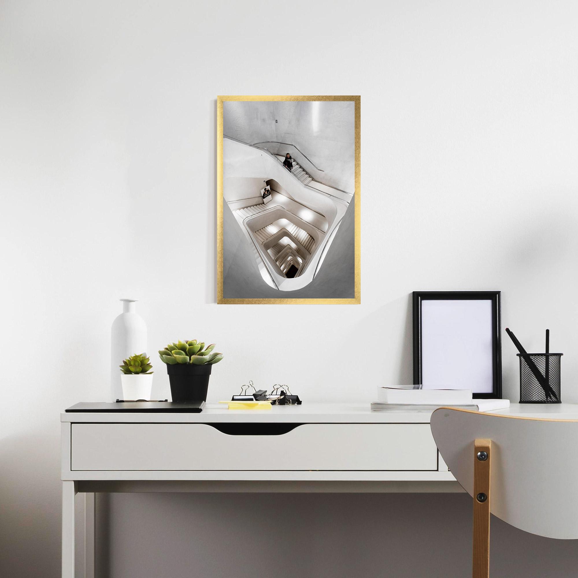 Рамкиран постер White Stairs Spiral mockup 7