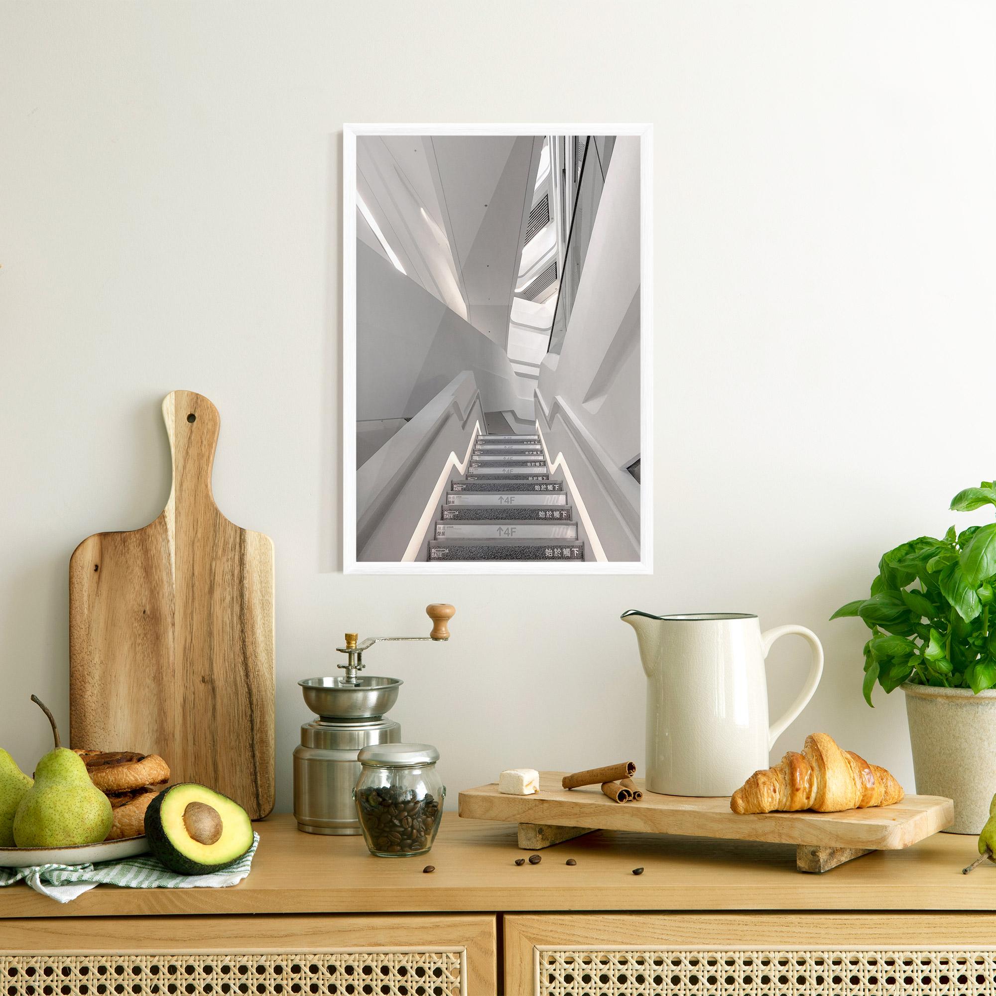 Рамкиран постер White Line Stairs mockup 8