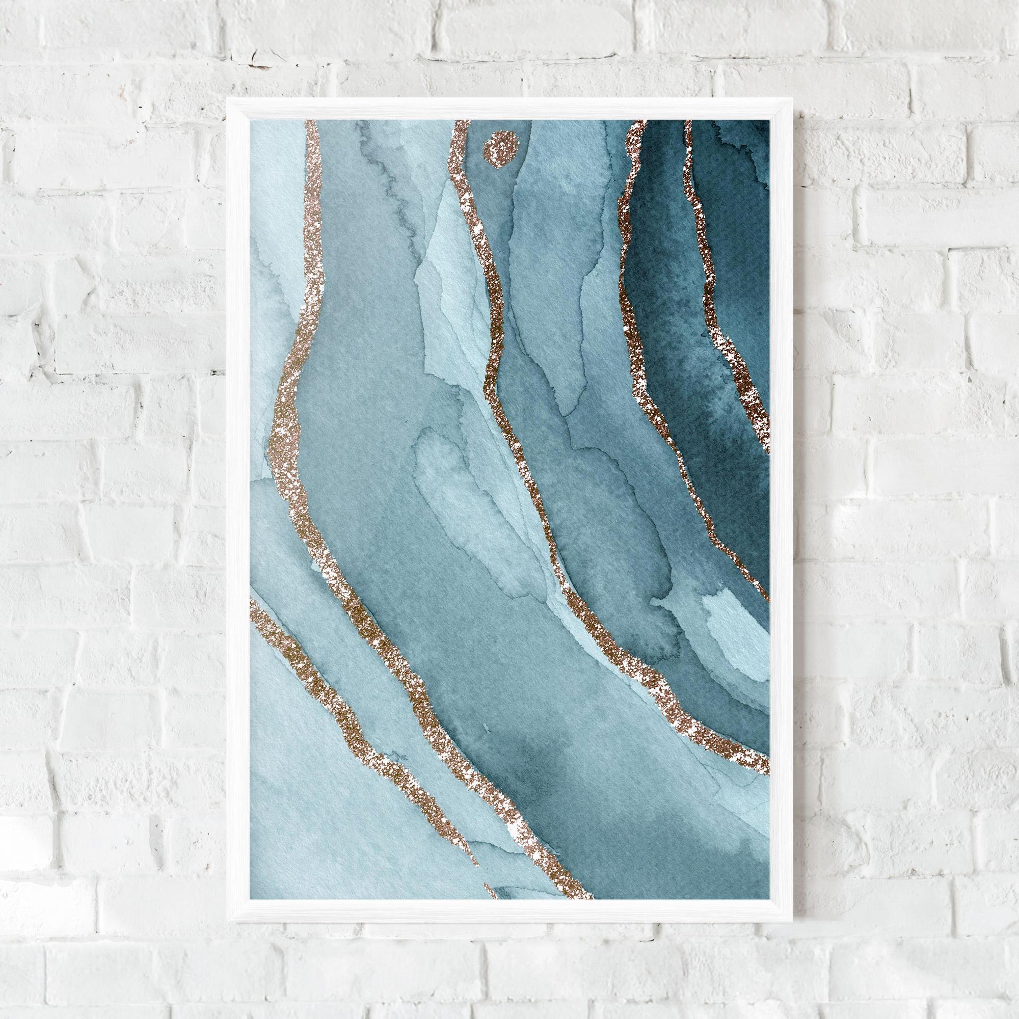 Рамкиран постер Blue Golden Glitter mockup 0