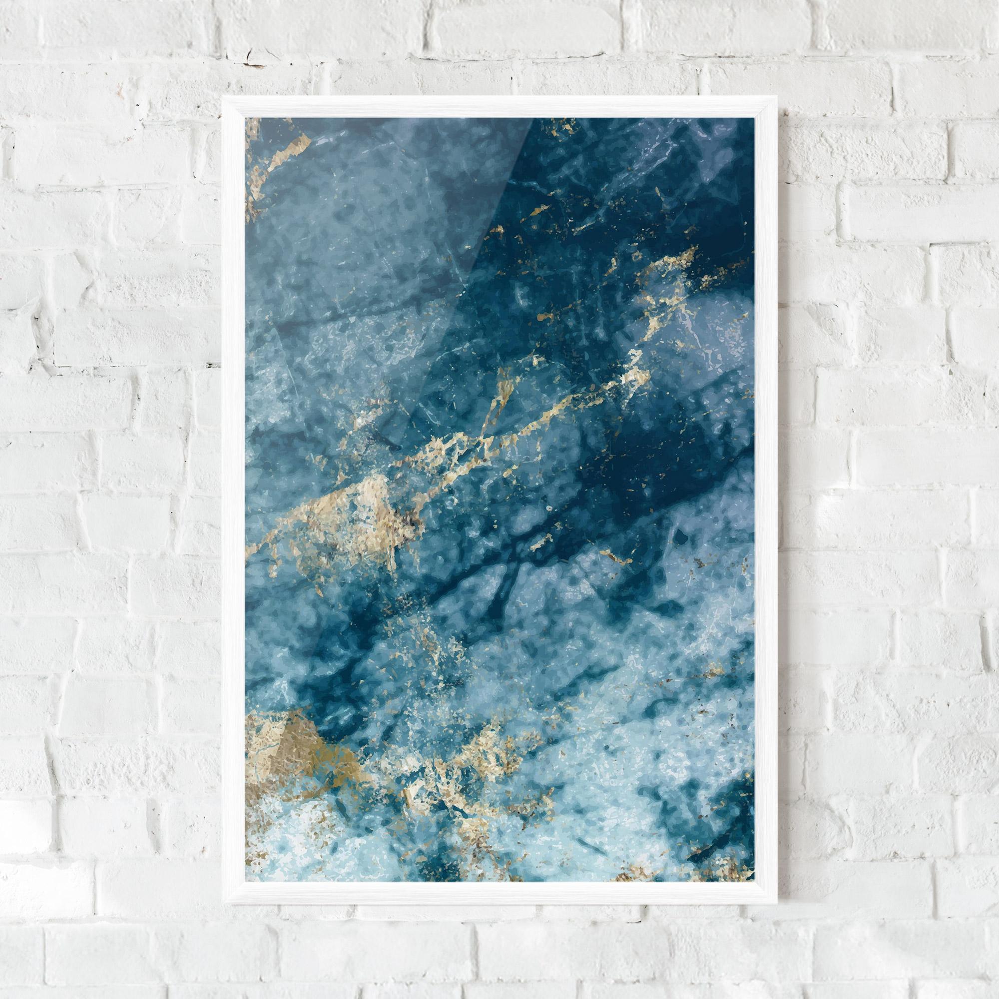 Рамкиран постер Blue Water Marble mockup 0