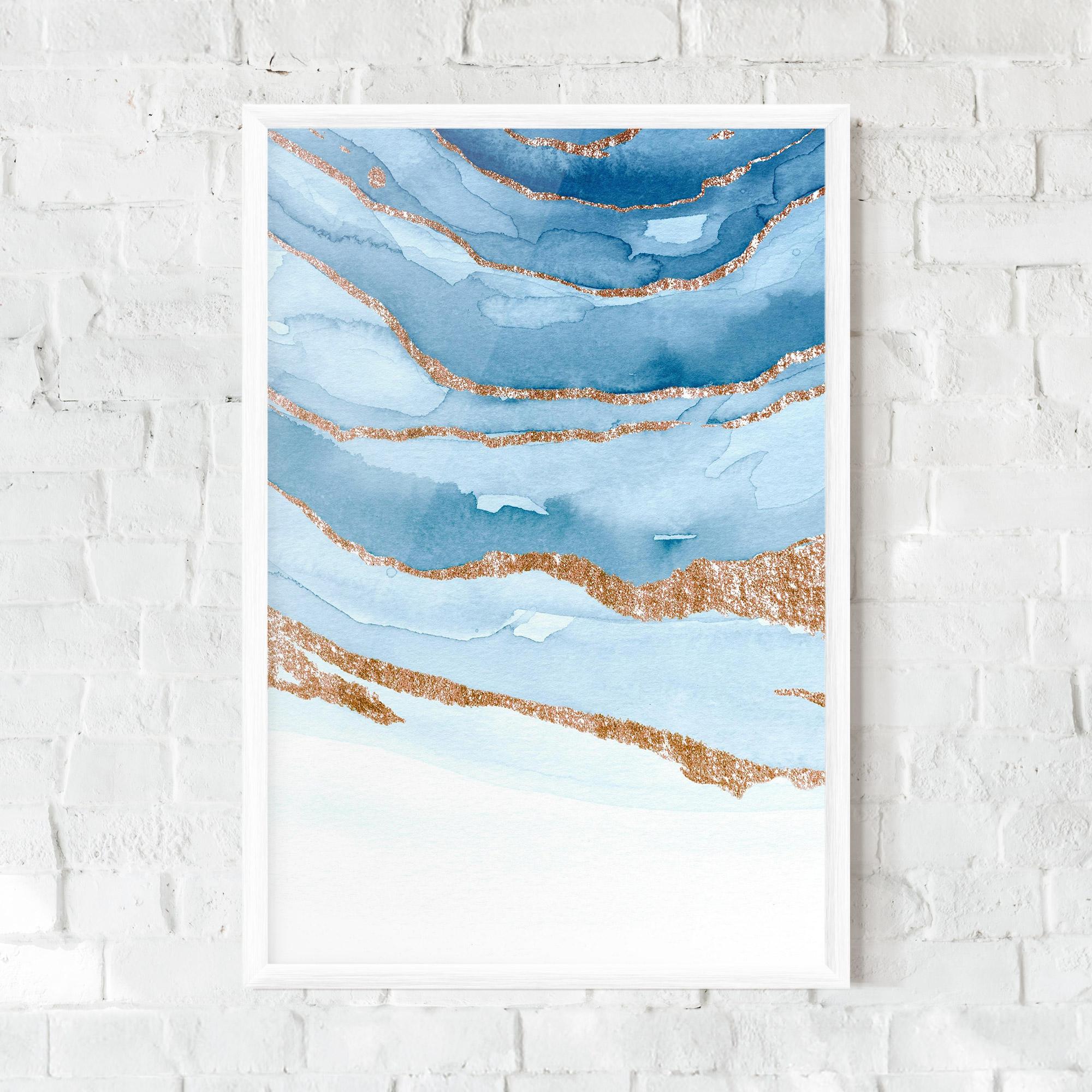 Рамкиран постер Golden Glitter Blue mockup 0