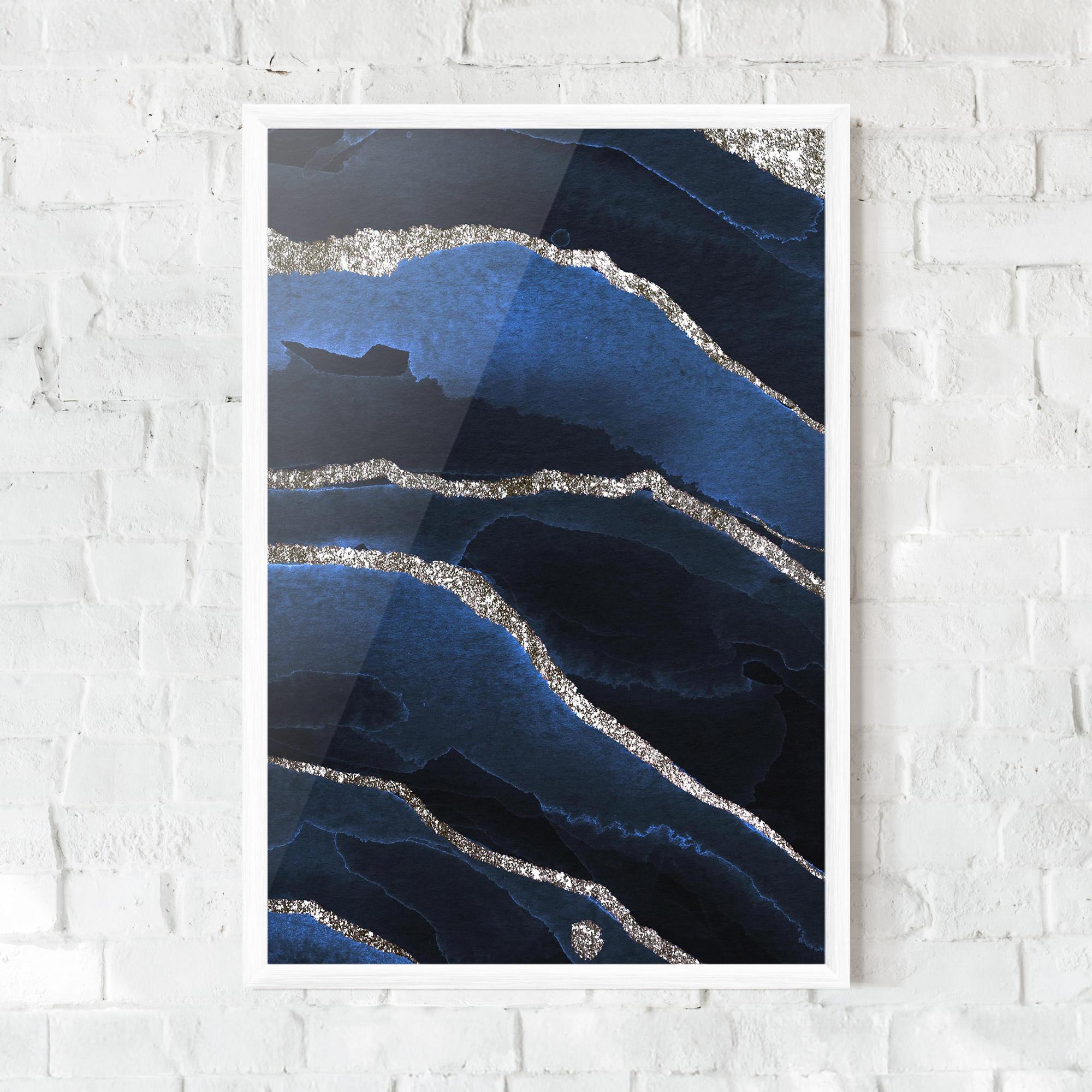 Рамкиран постер Golden Lines With Blue mockup 0