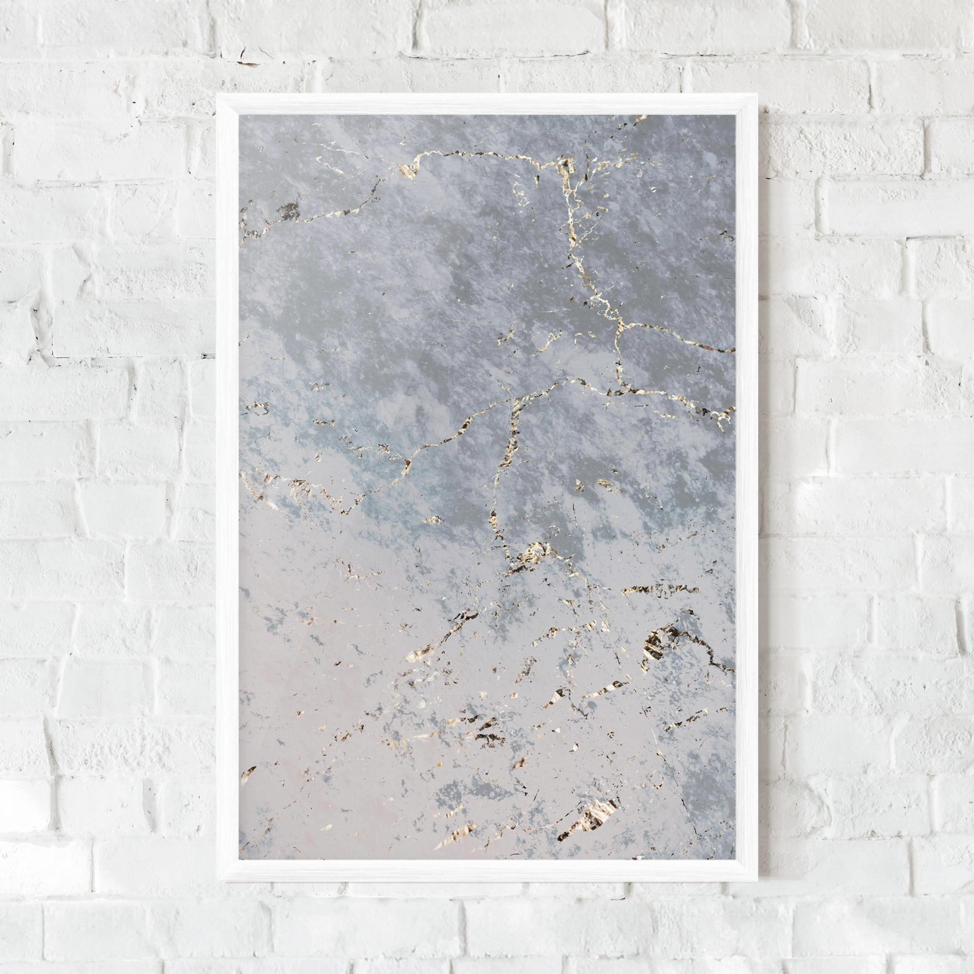 Рамкиран постер Light Blue Golden Lines mockup 0