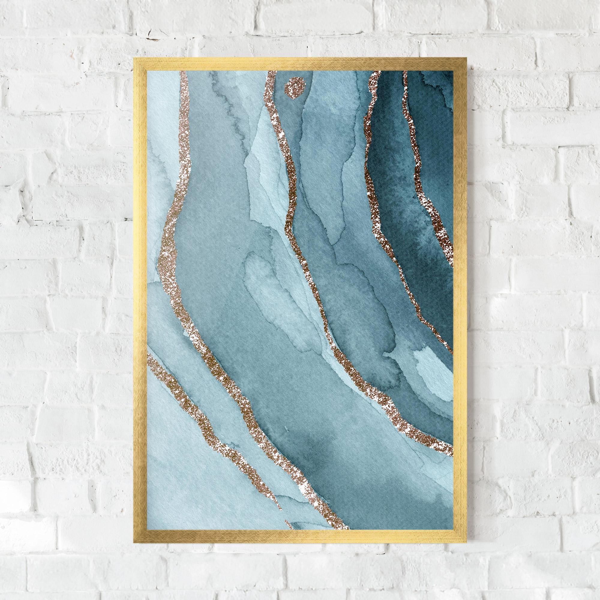 Рамкиран постер Blue Golden Glitter mockup 0