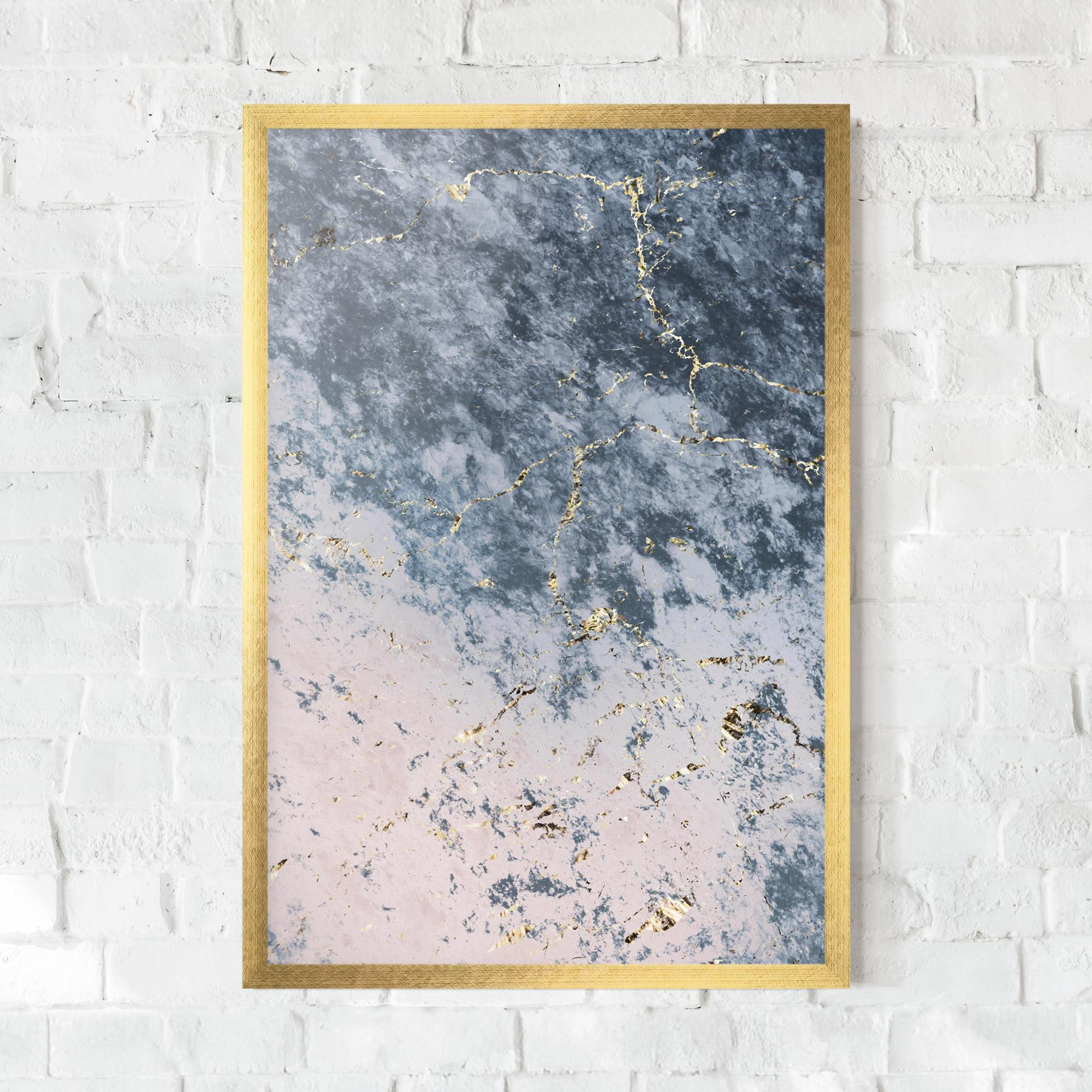 Рамкиран постер Blue Golden Lines mockup 0