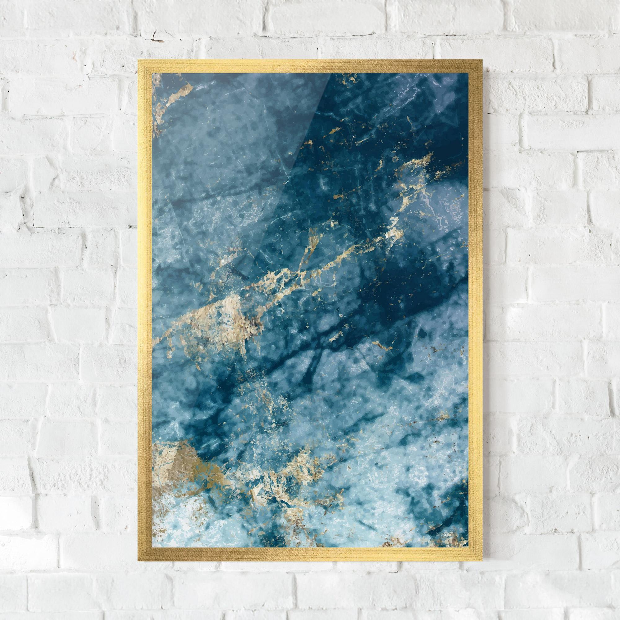 Рамкиран постер Blue Water Marble mockup 0