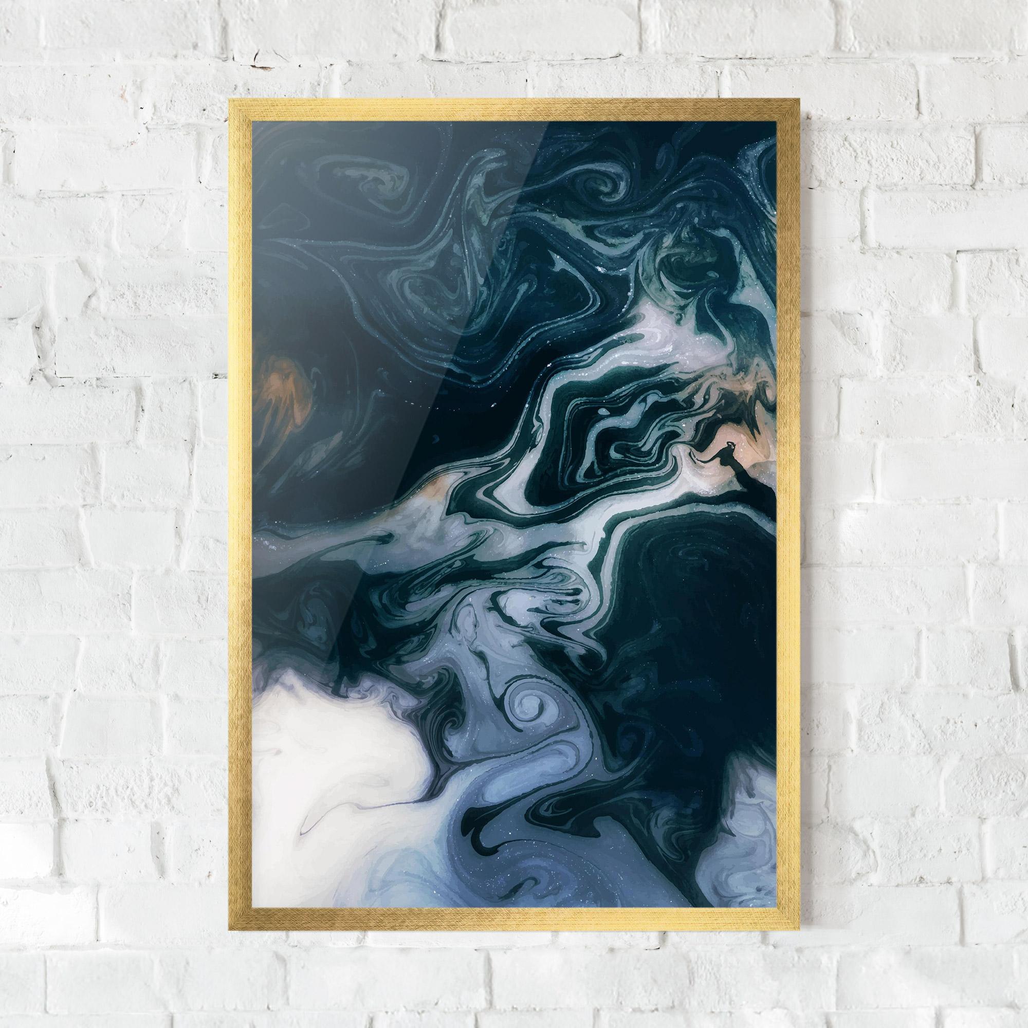 Рамкиран постер Dark Blue With White mockup 0