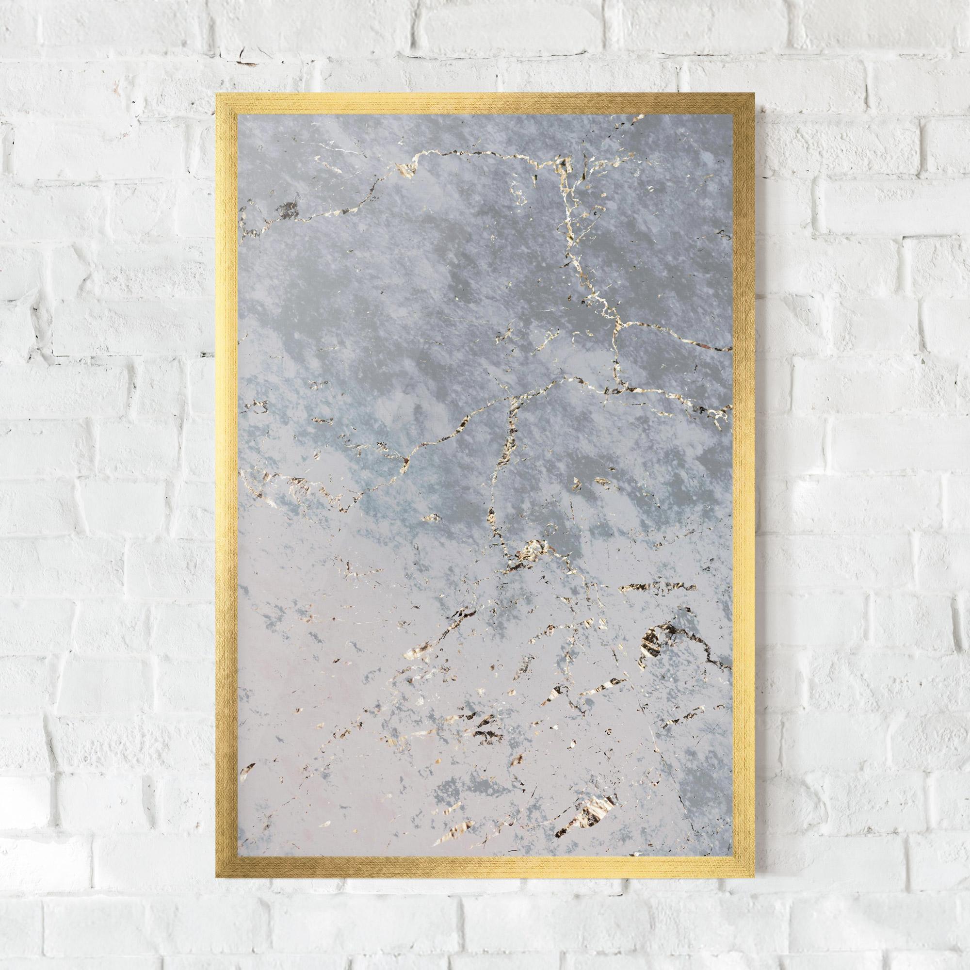 Рамкиран постер Light Blue Golden Lines mockup 0