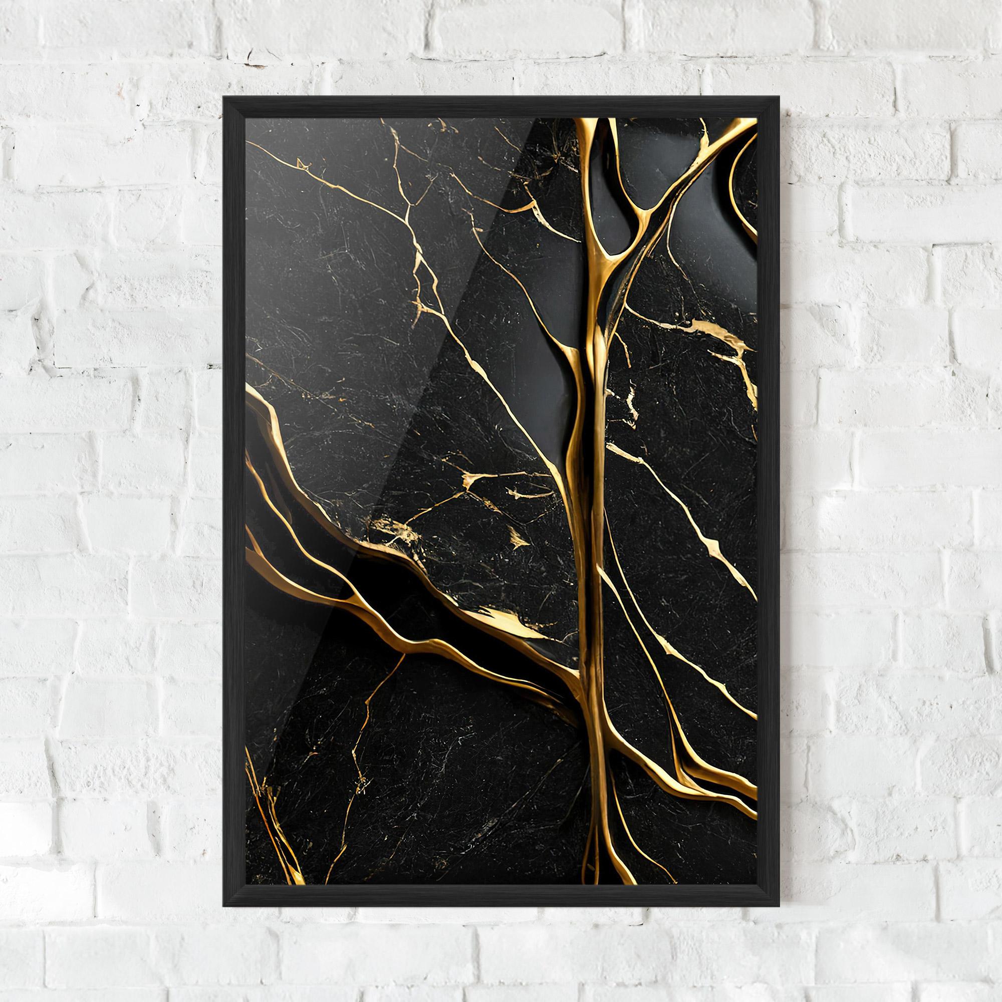 Рамкиран постер Black Square Marble mockup 0