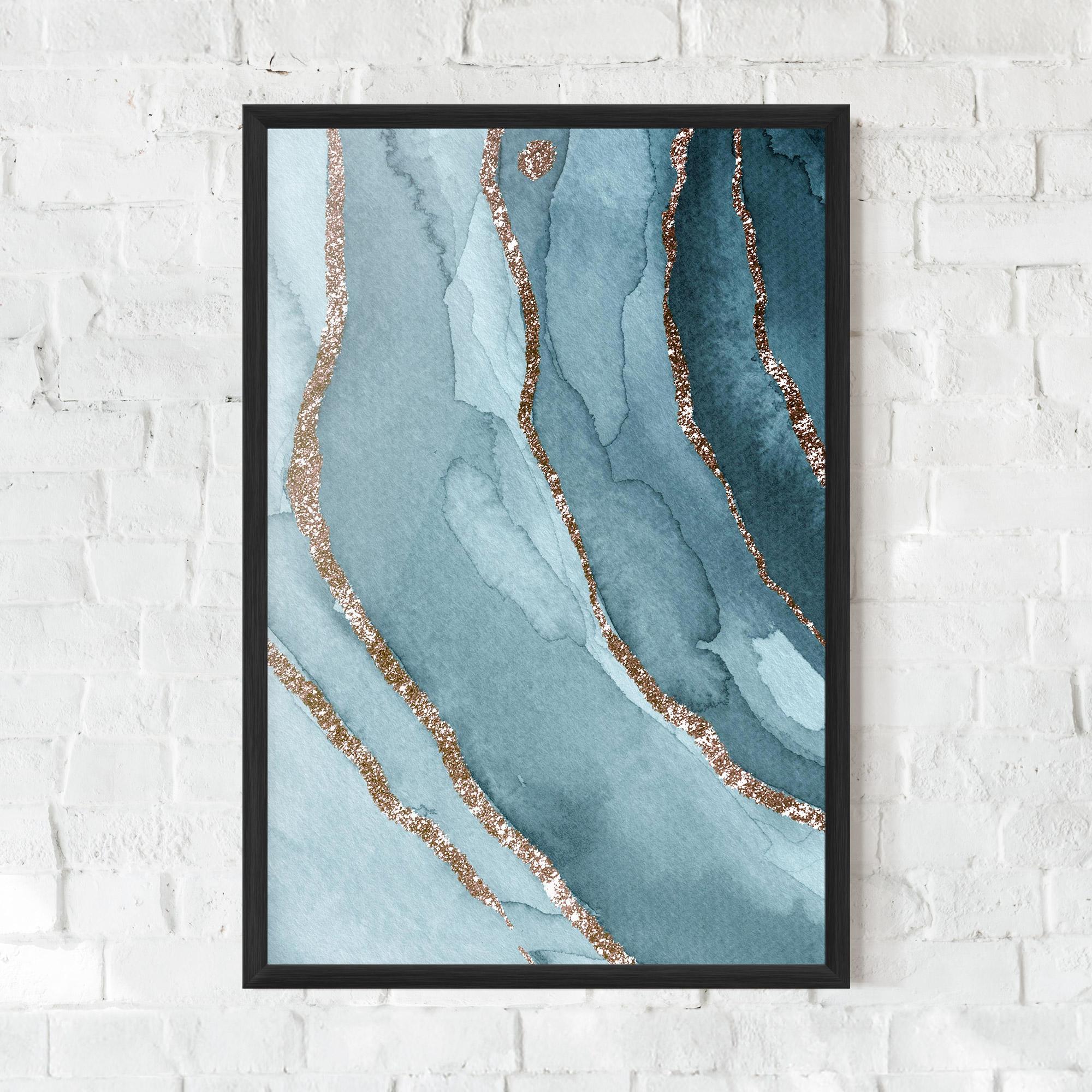 Рамкиран постер Blue Golden Glitter mockup 0