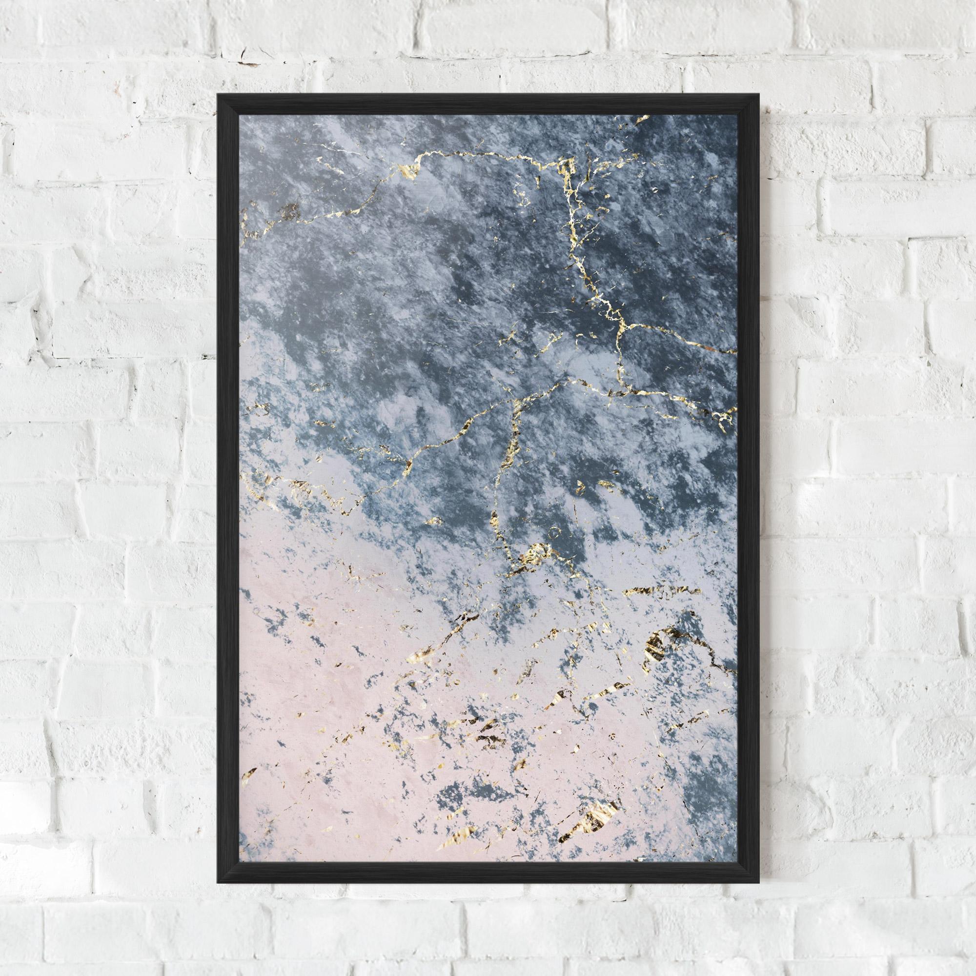 Рамкиран постер Blue Golden Lines mockup 0