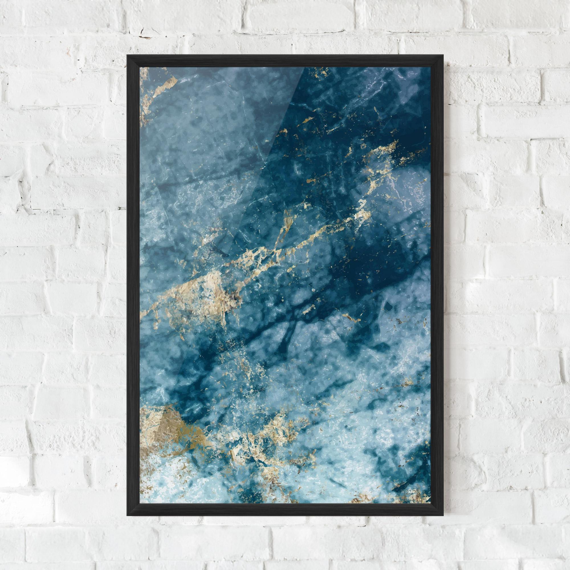 Рамкиран постер Blue Water Marble mockup 0