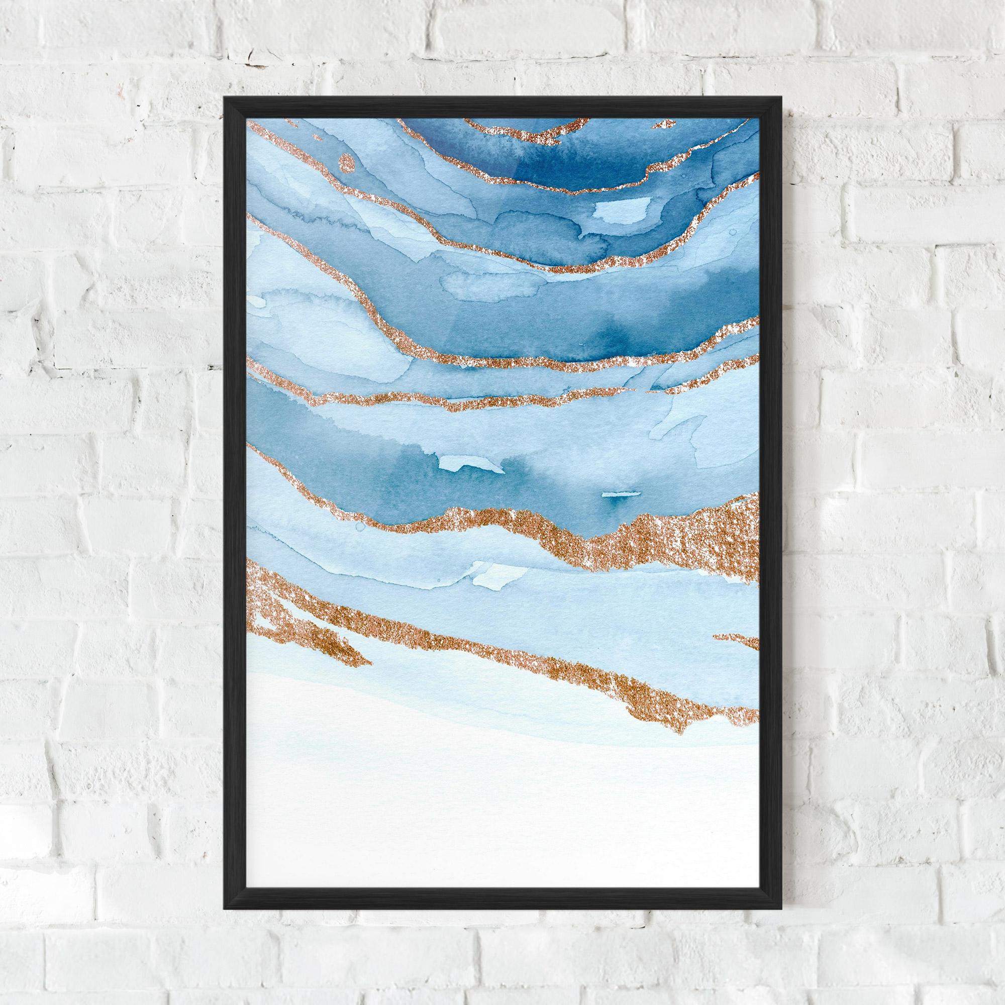 Рамкиран постер Golden Glitter Blue mockup 0