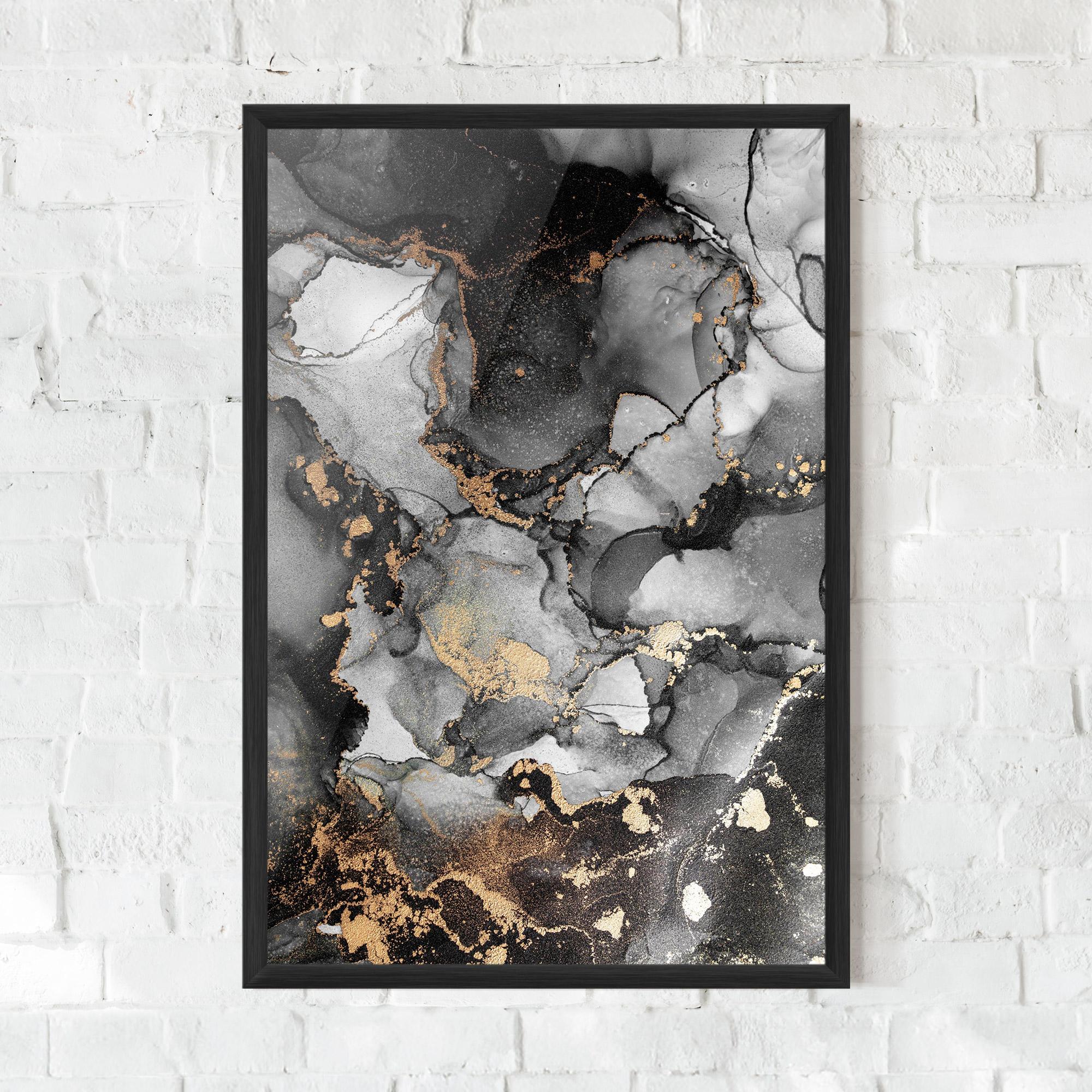 Рамкиран постер Grey Gold Marble mockup 0