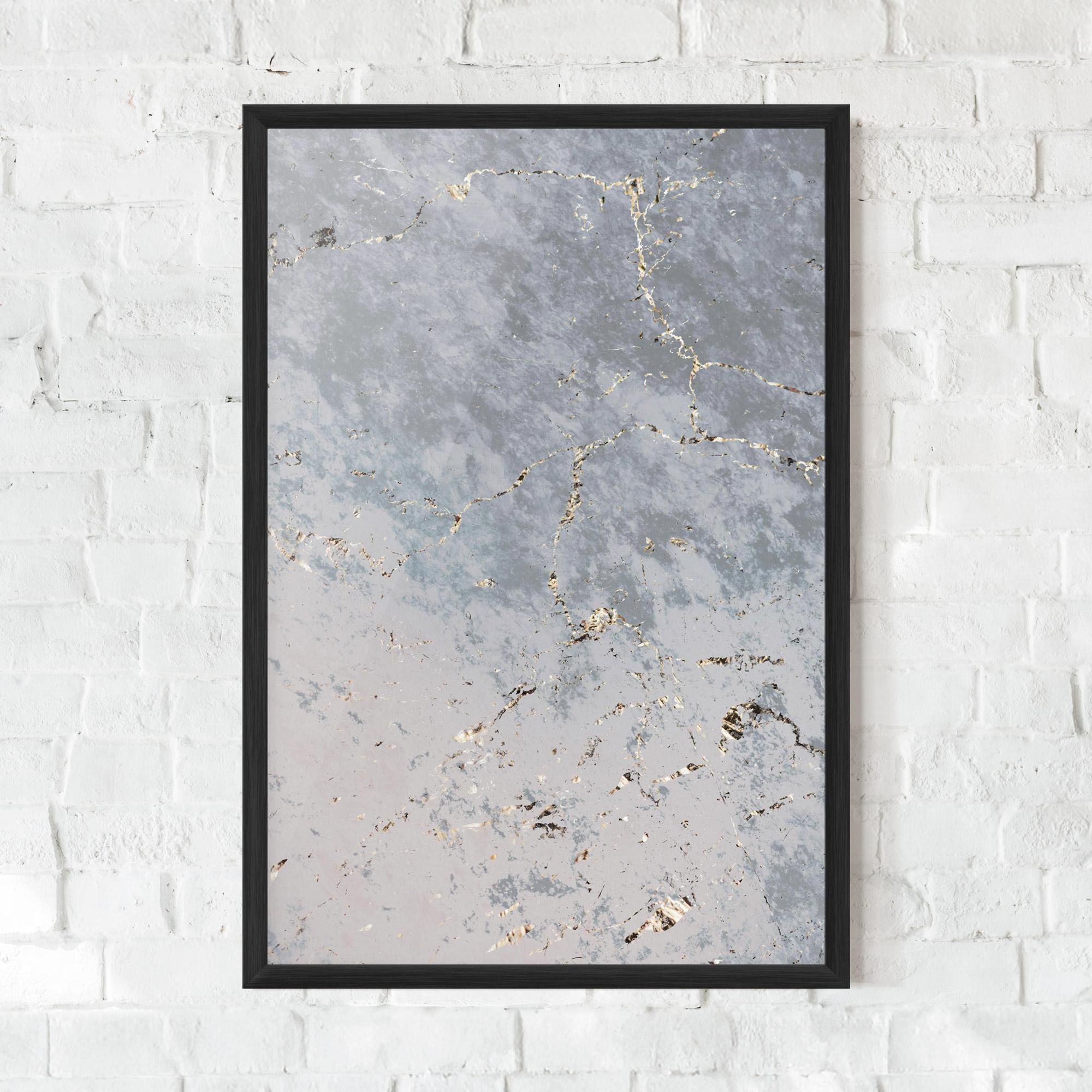 Рамкиран постер Light Blue Golden Lines mockup 0