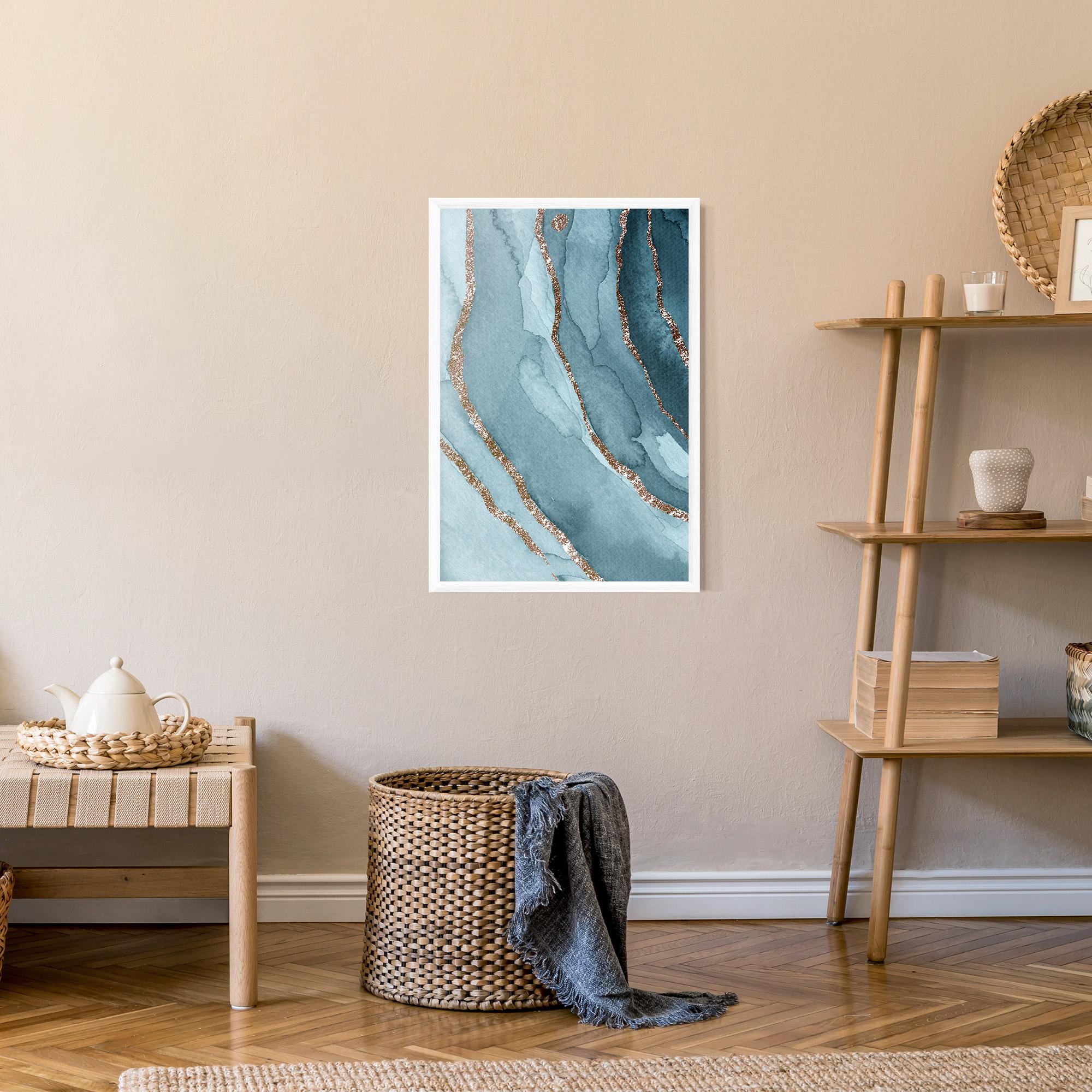 Рамкиран постер Blue Golden Glitter mockup 9