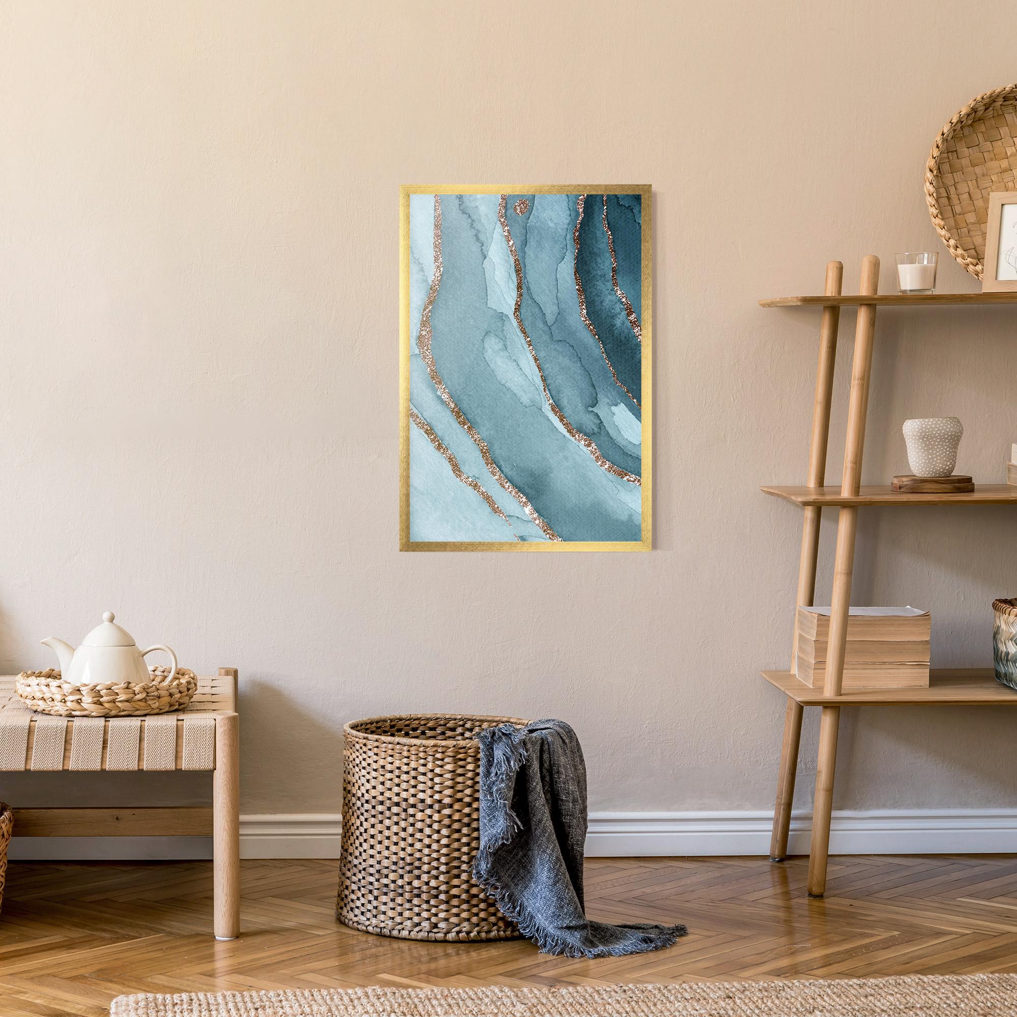 Рамкиран постер Blue Golden Glitter mockup 9