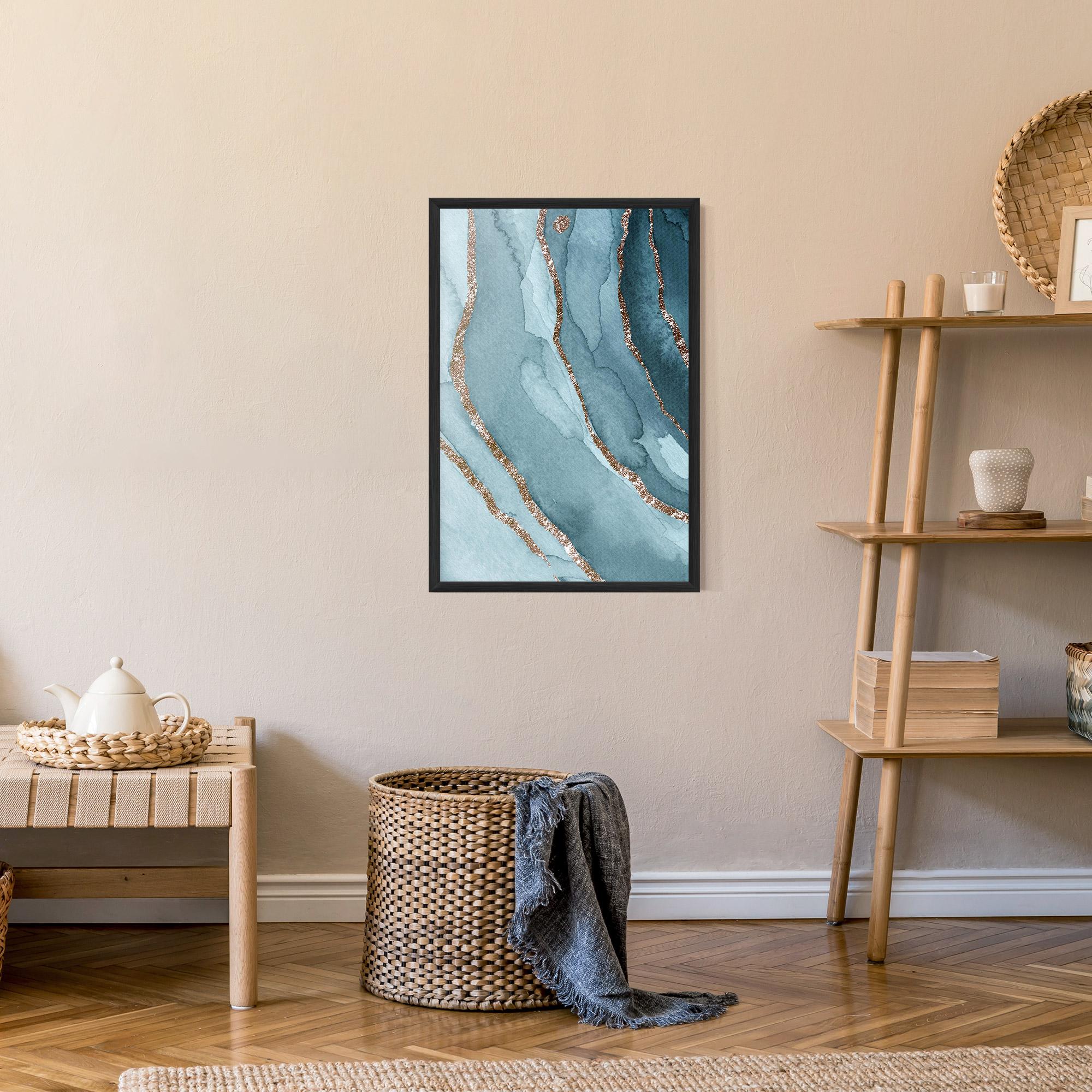 Рамкиран постер Blue Golden Glitter mockup 9