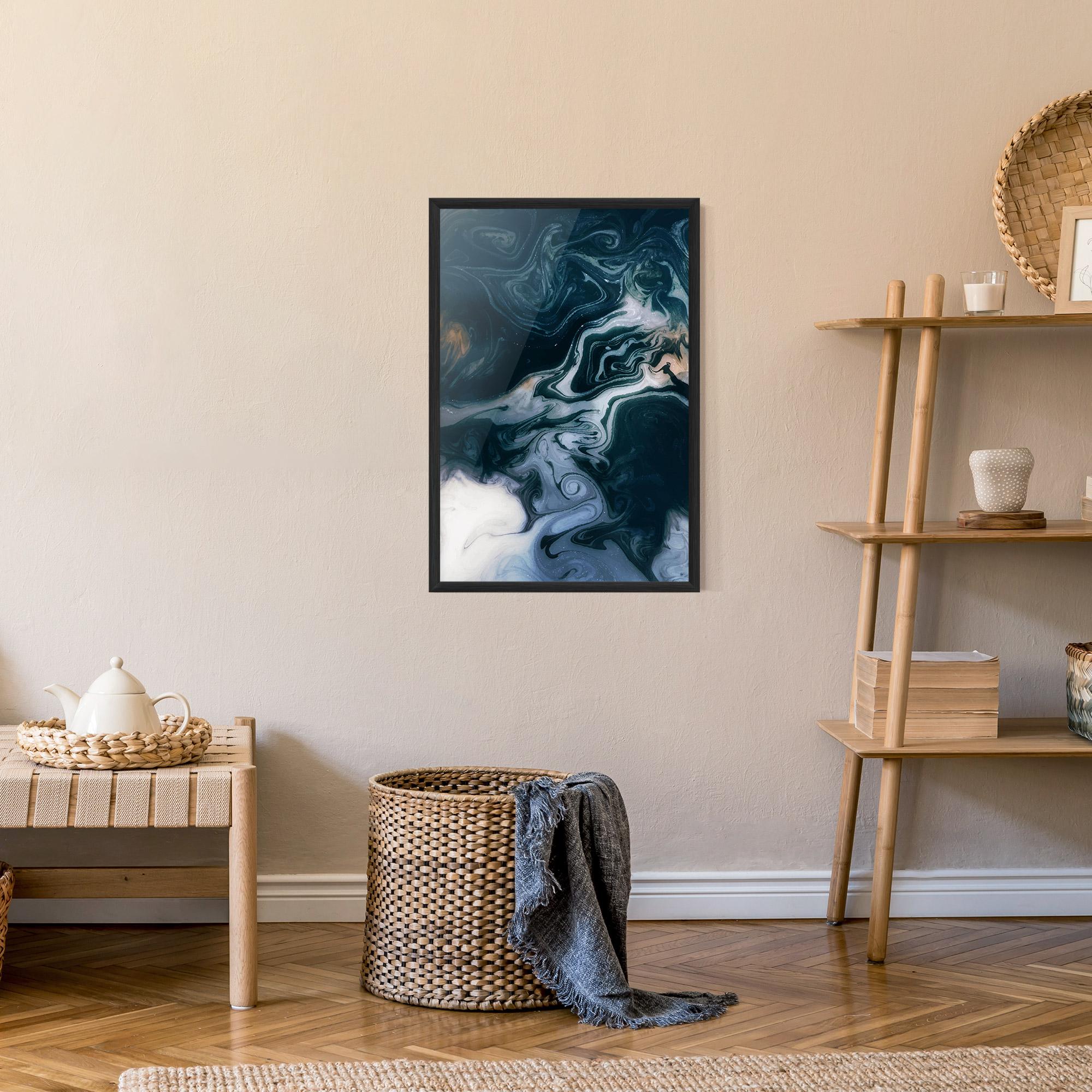 Рамкиран постер Dark Blue With White mockup 9