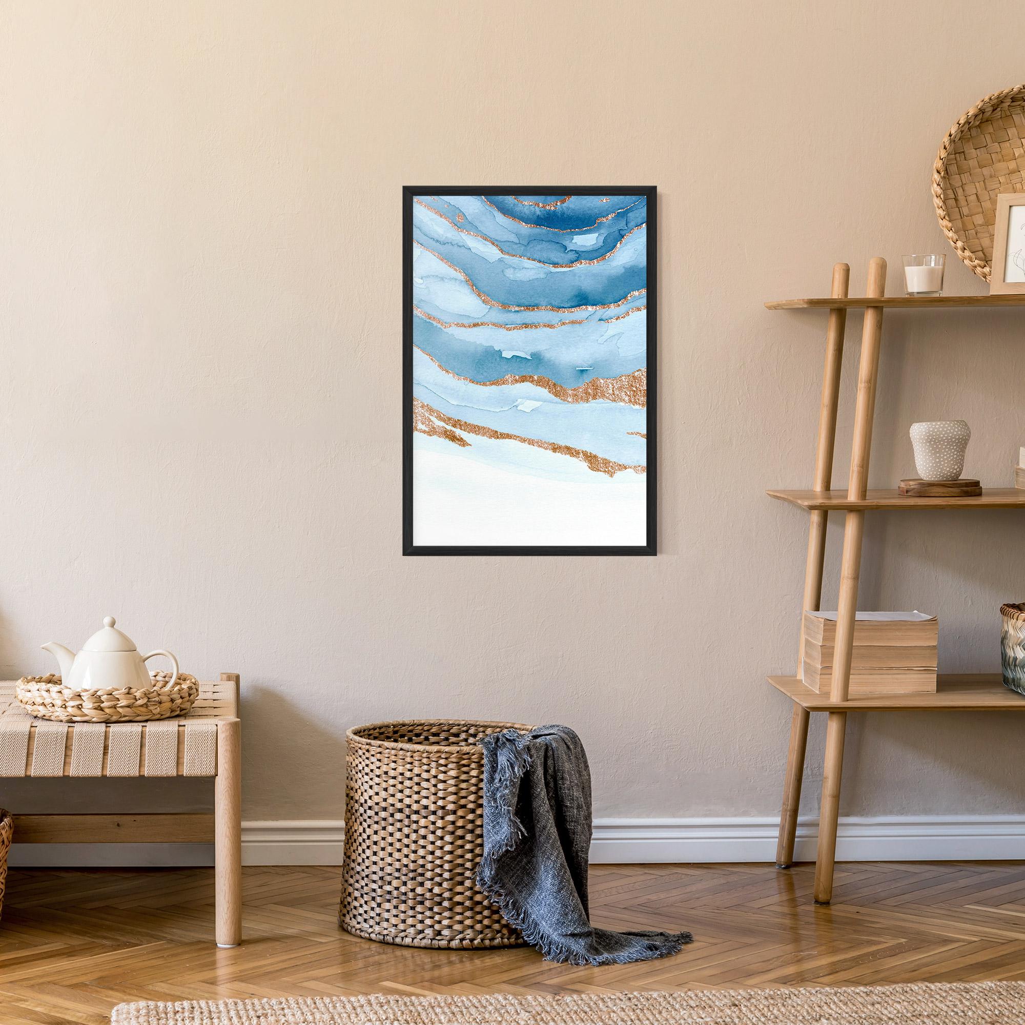 Рамкиран постер Golden Glitter Blue mockup 9