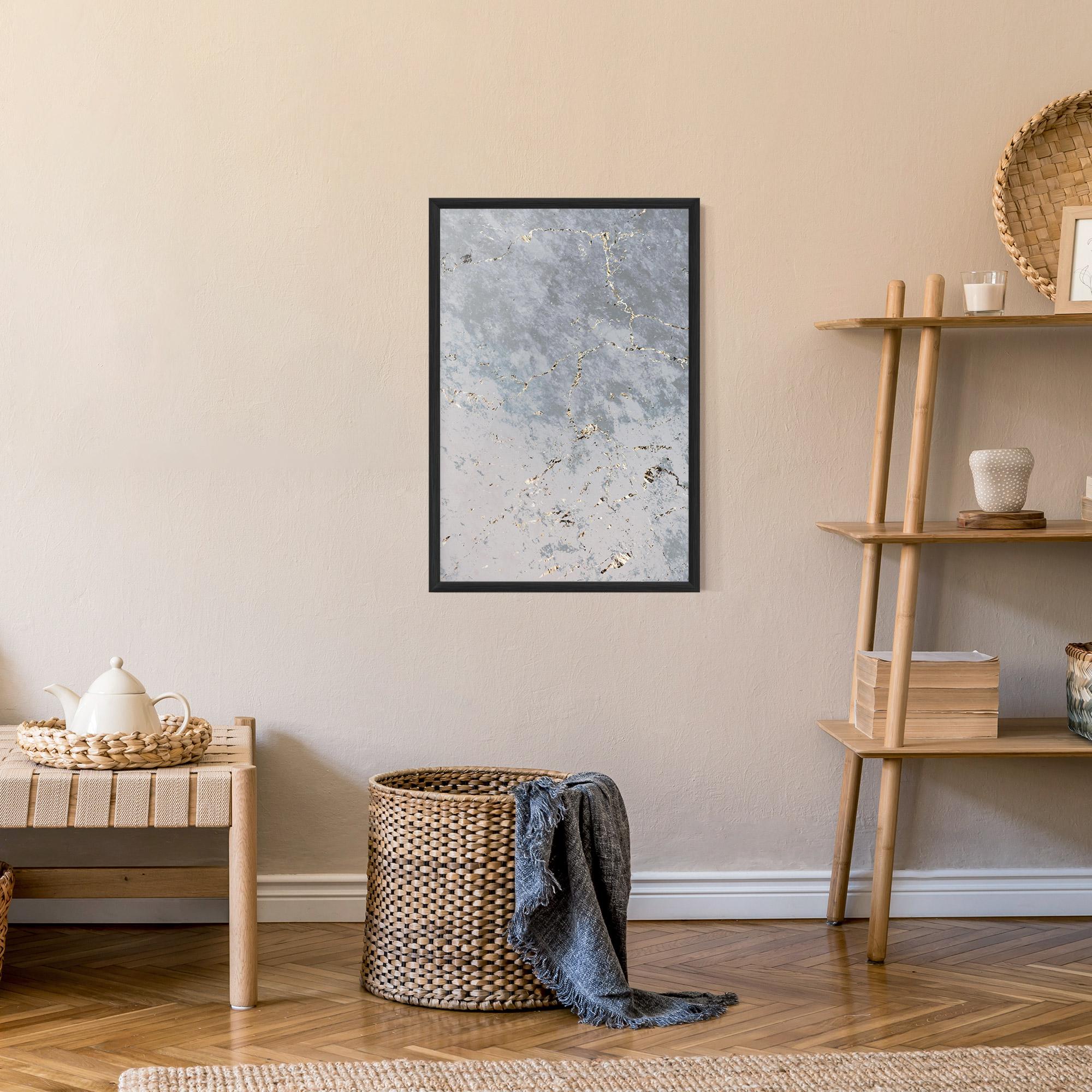 Рамкиран постер Light Blue Golden Lines mockup 9