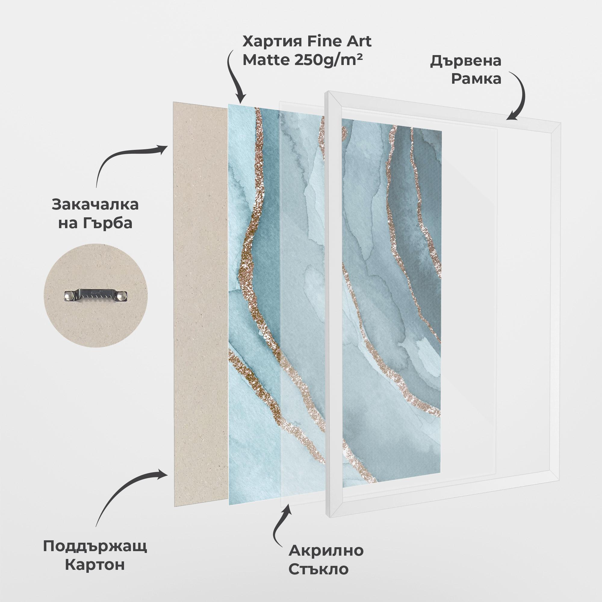 Рамкиран постер Blue Golden Glitter mockup 1