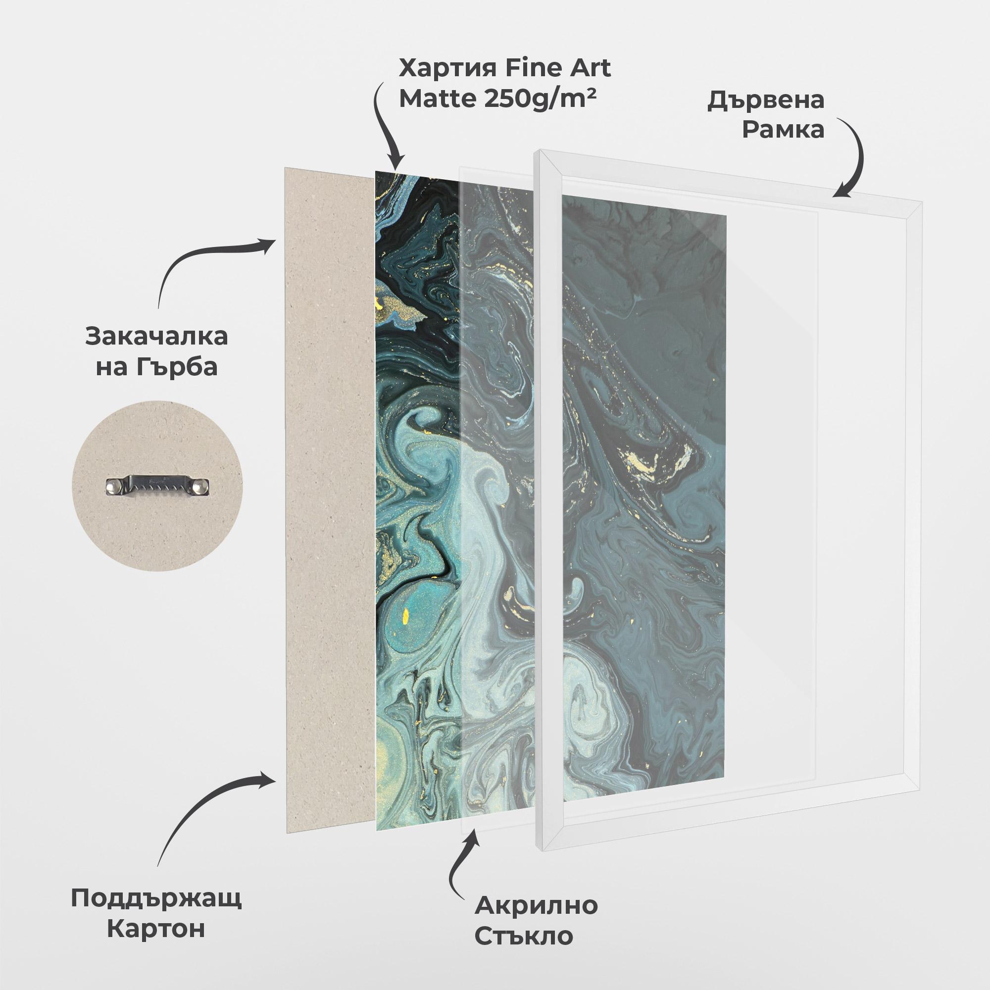 Рамкиран постер Dark Blue Golden Marble mockup 1